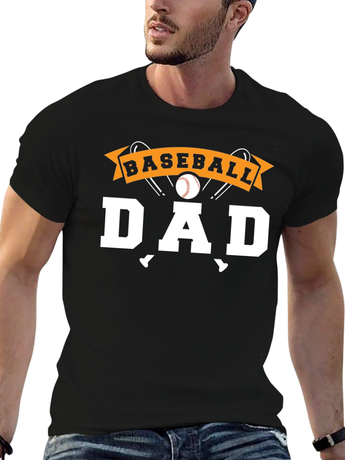 Black Baseball Dad T-Shirt - Sports Fan Apparel view 6
