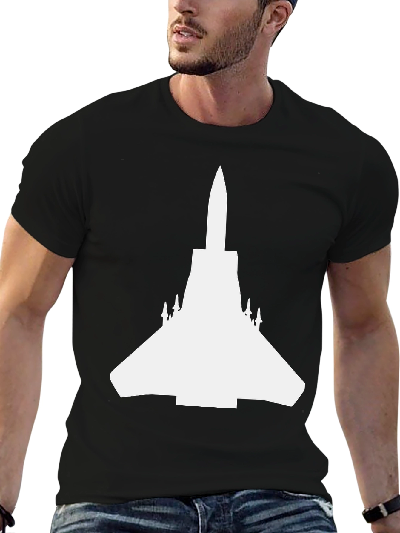 Black Fighter Jet Graphic Tee - Classic Black view 6