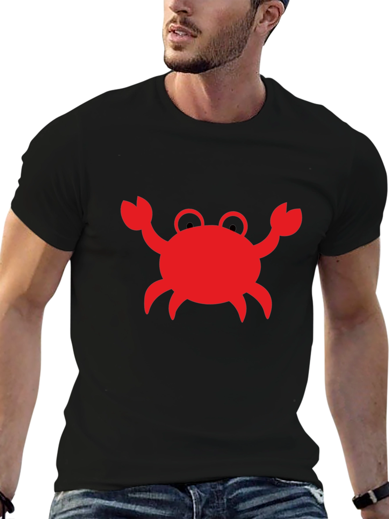 Black Crab Graphic T-Shirt - Black Cotton Tee view 6