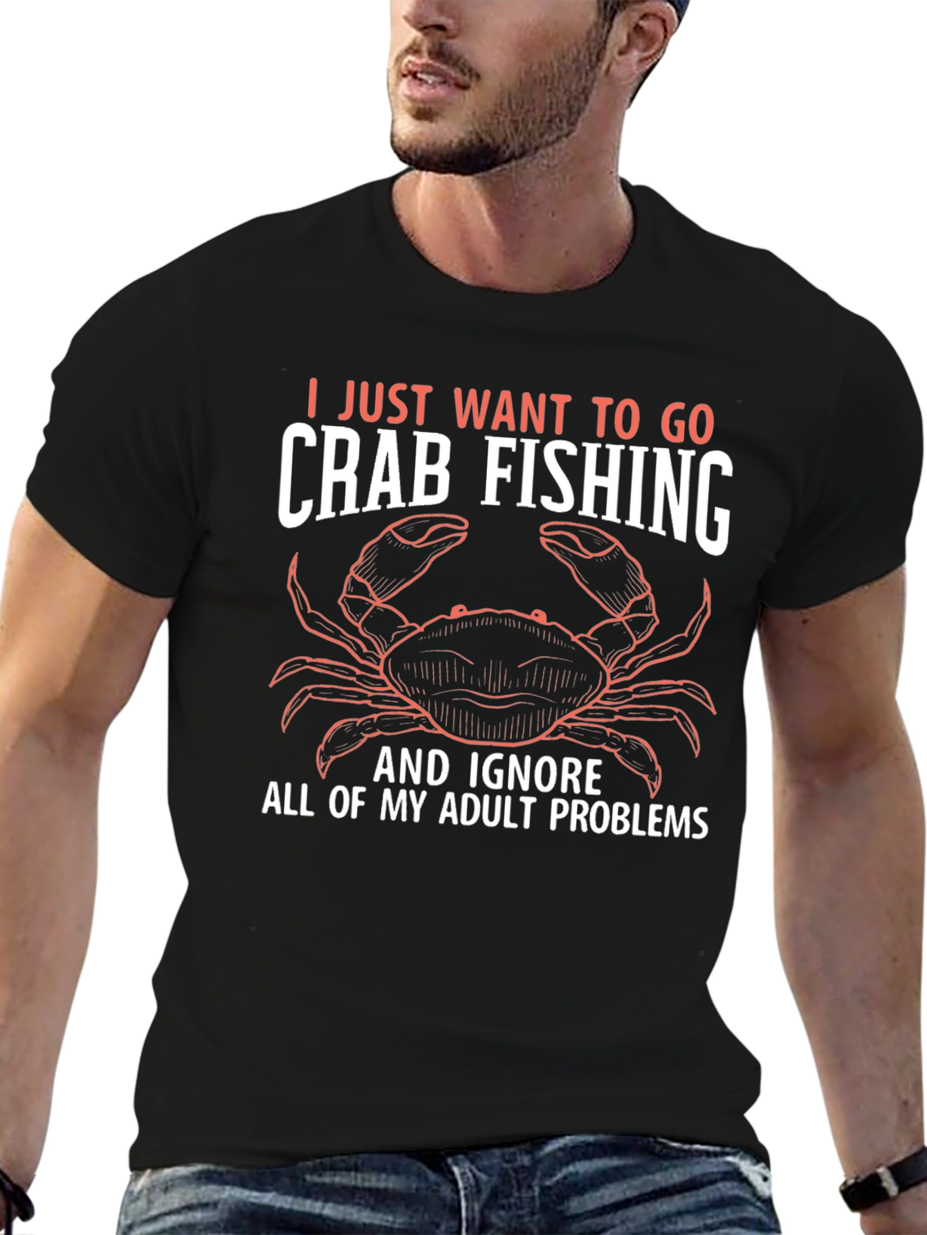 Black Crab Fishing T-Shirt - Ignore Adult Problems view 6