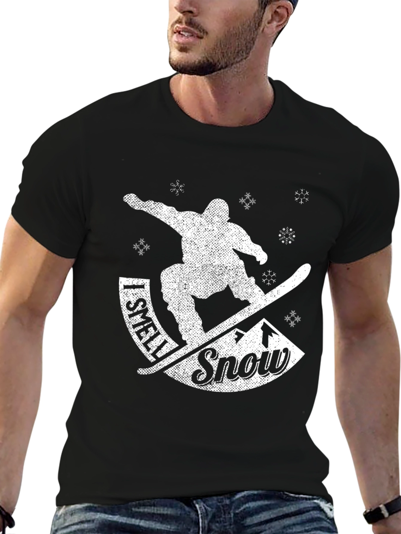 Black I Smell Snow Black Graphic Tee Shirt view 6