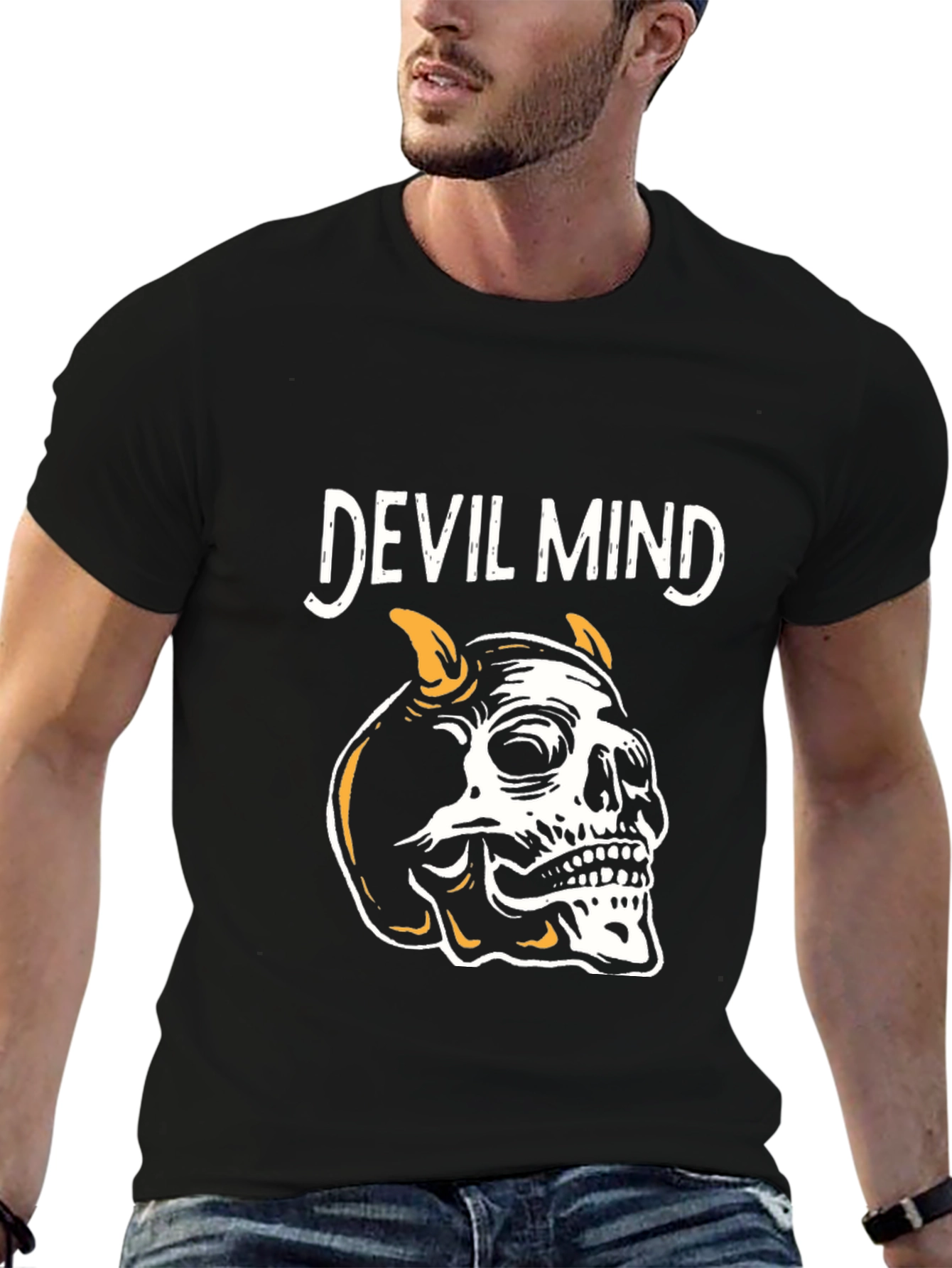 Black Devil Mind Skull Graphic T-Shirt - Mens view 6