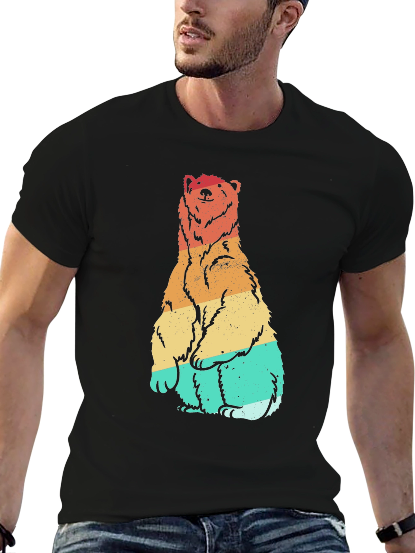 Black Retro Bear Graphic Tee - Black view 6