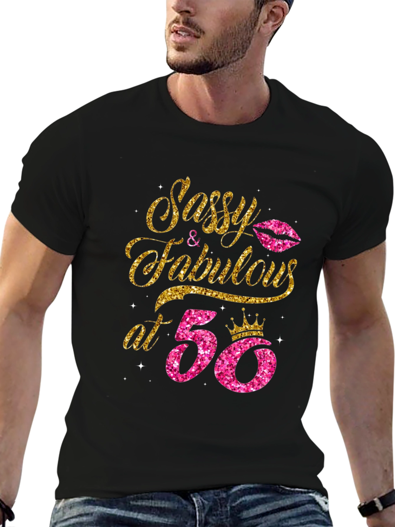 Black Sassy & Fabulous at 50 Birthday T-Shirt view 6