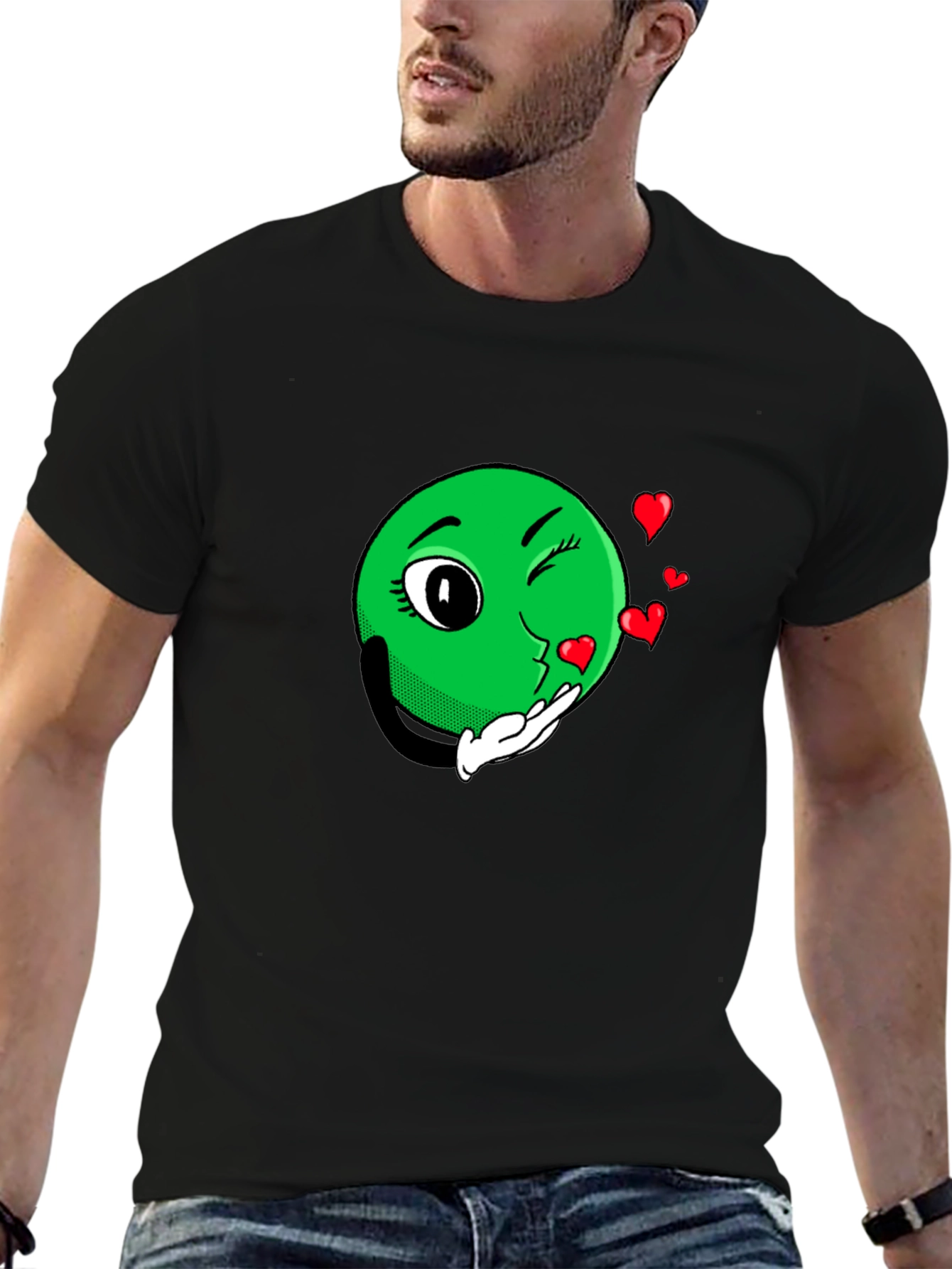 Black Emoji Love Black T-Shirt view 6