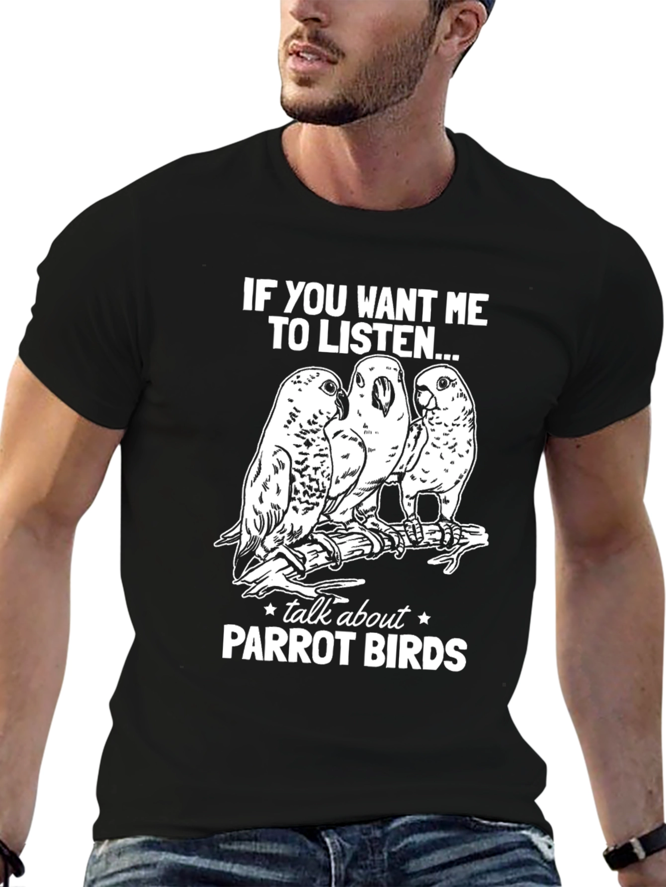 Black Parrot Birds Graphic Tee - Listen Up! view 6