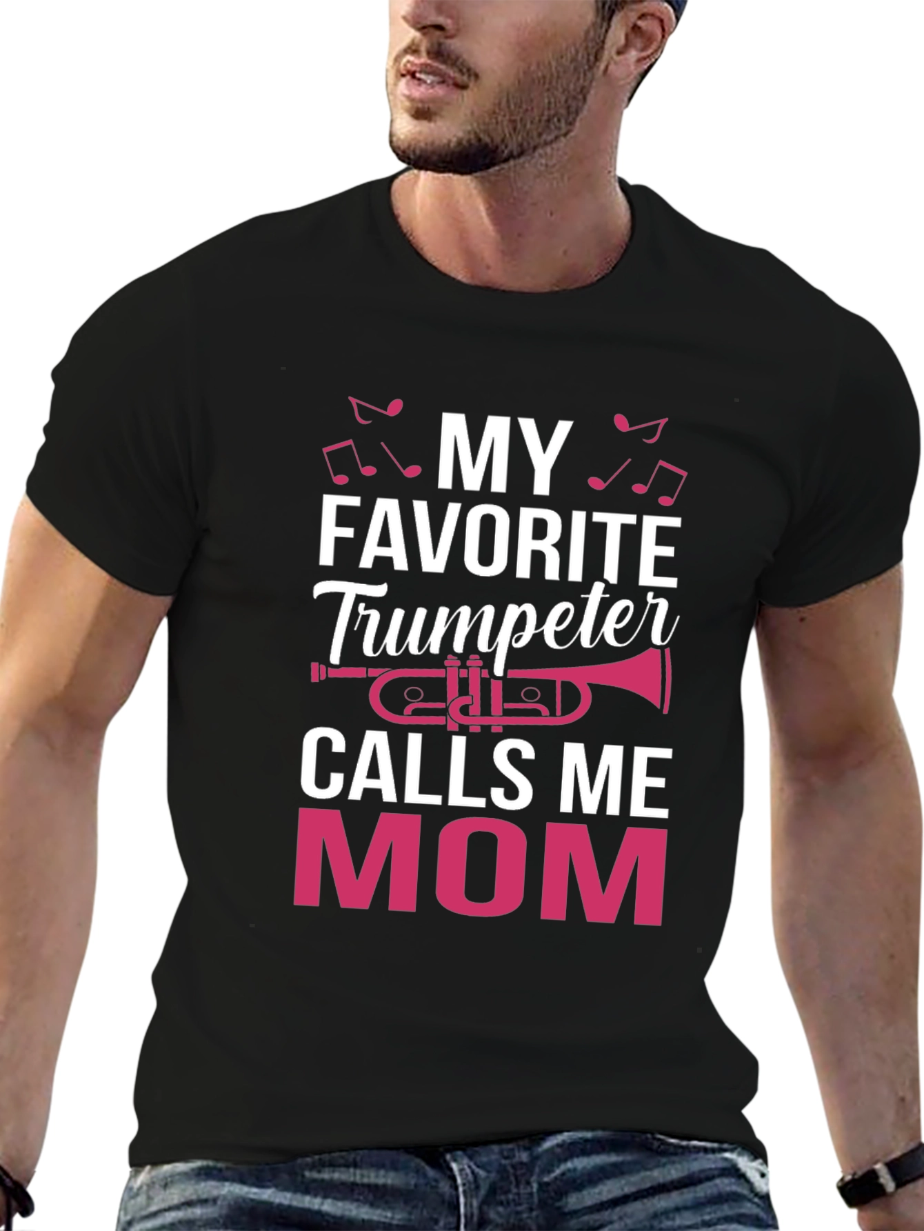 Black My Favorite Trumpeter Calls Me Mom T-Shirt view 6
