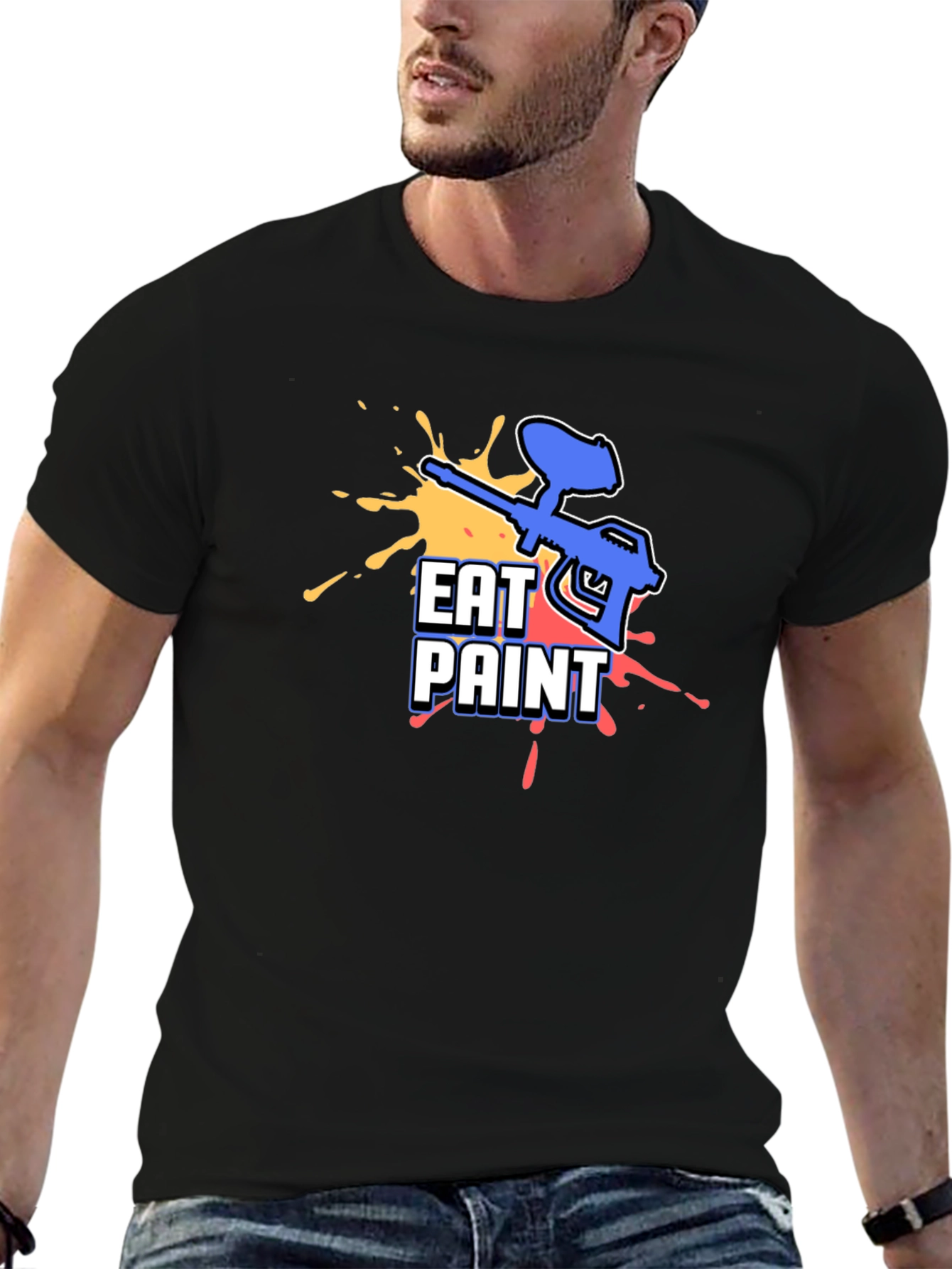 Black Eat Paint T-Shirt - Paintball Design view 6