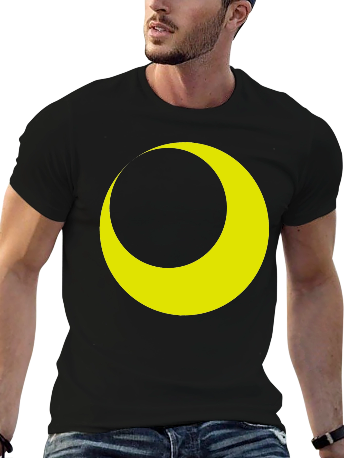 Black Crescent Moon Graphic Tee - Stylish Black T-Shirt view 6