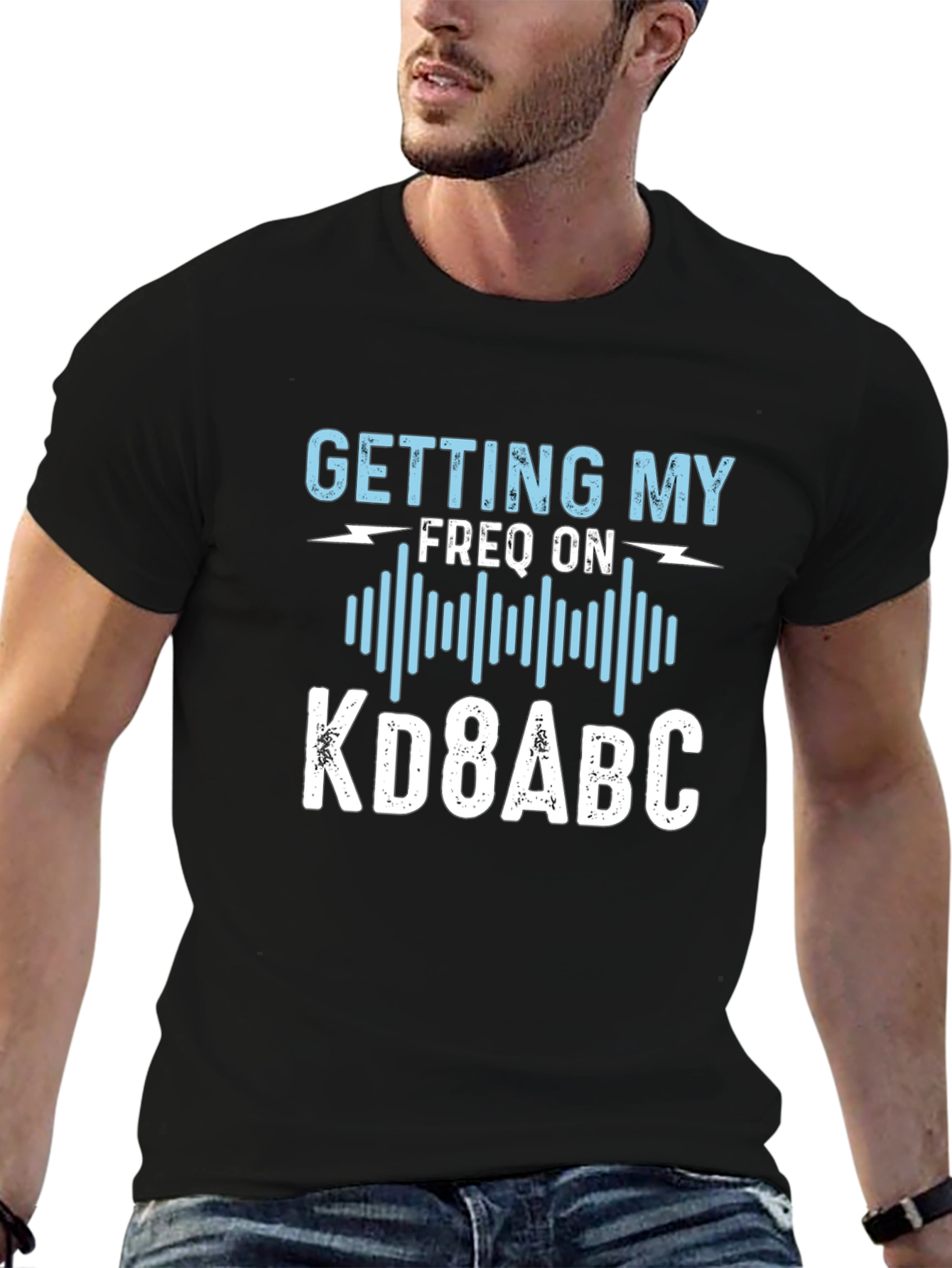 Black Getting My Freq On T-Shirt KD8ABC view 6
