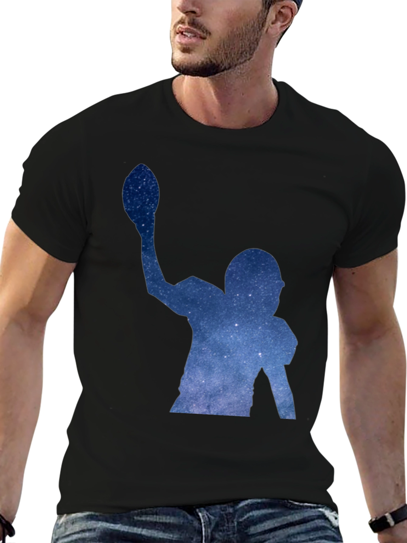 Black Football Starry Night T-Shirt view 6