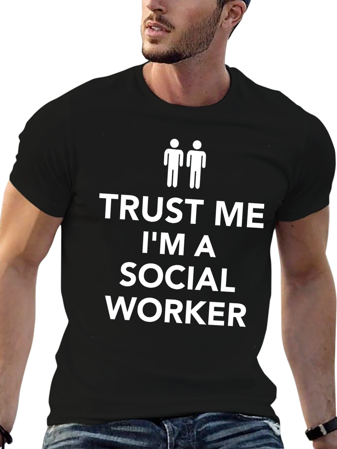 Black Trust Me I'm A Social Worker T-Shirt view 6
