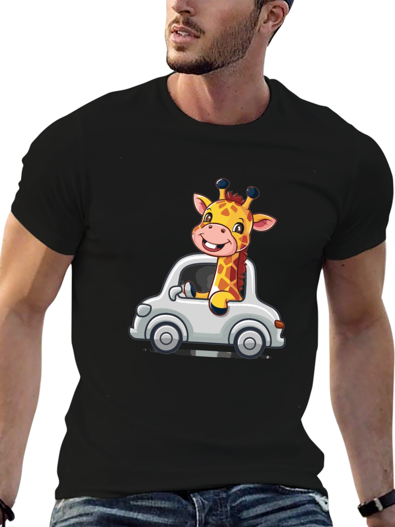 Black Giraffe Car Ride T-Shirt view 6
