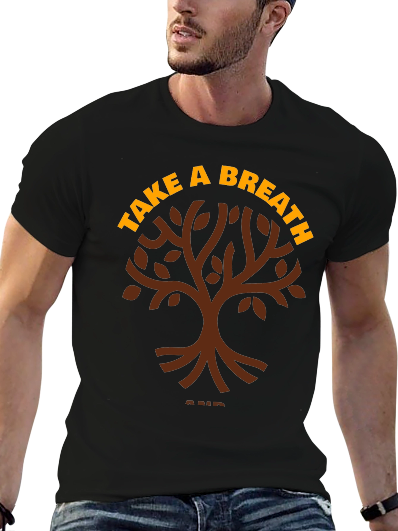 Black Take a Breath Tree Graphic T-Shirt - Relax & Unwind view 6