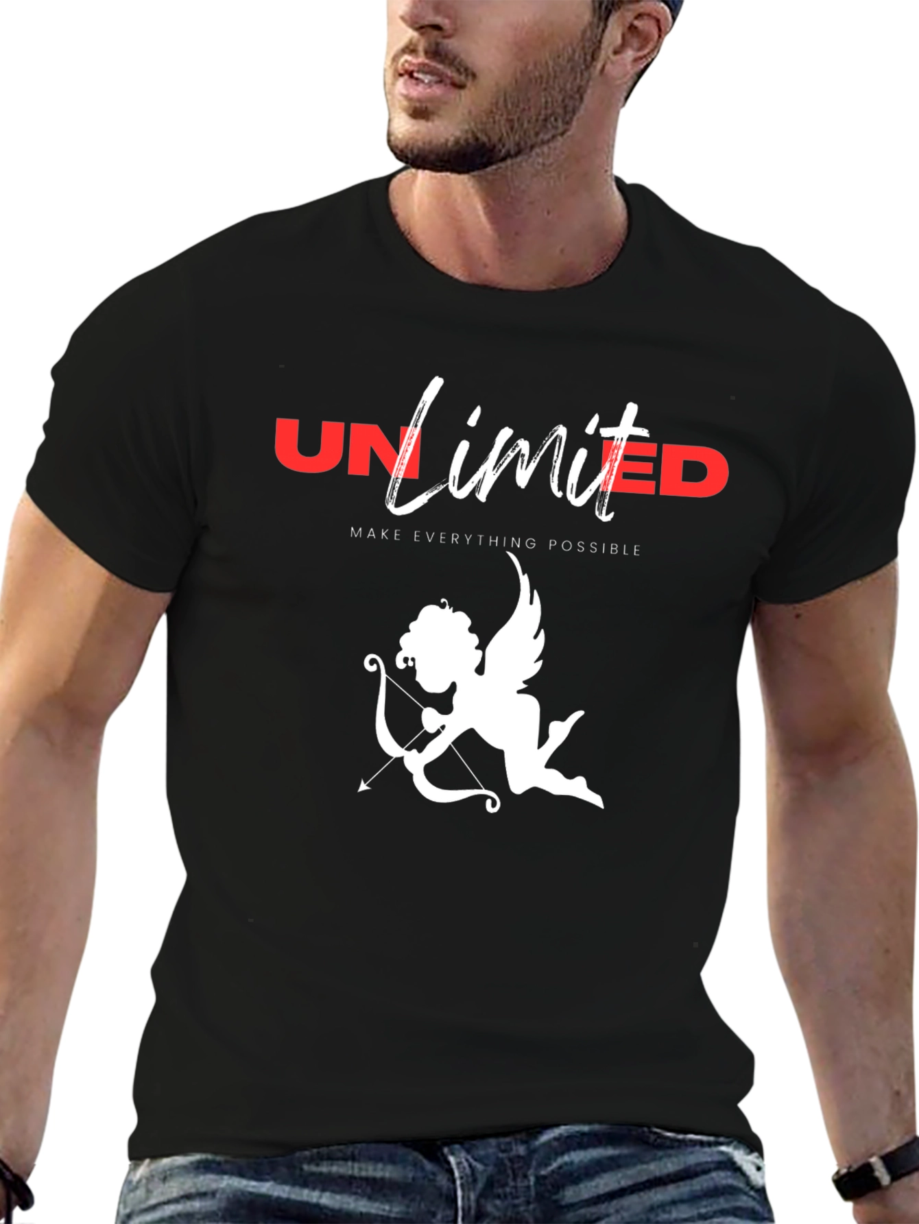 Black Unlimited Love Cupid Graphic T-Shirt view 6