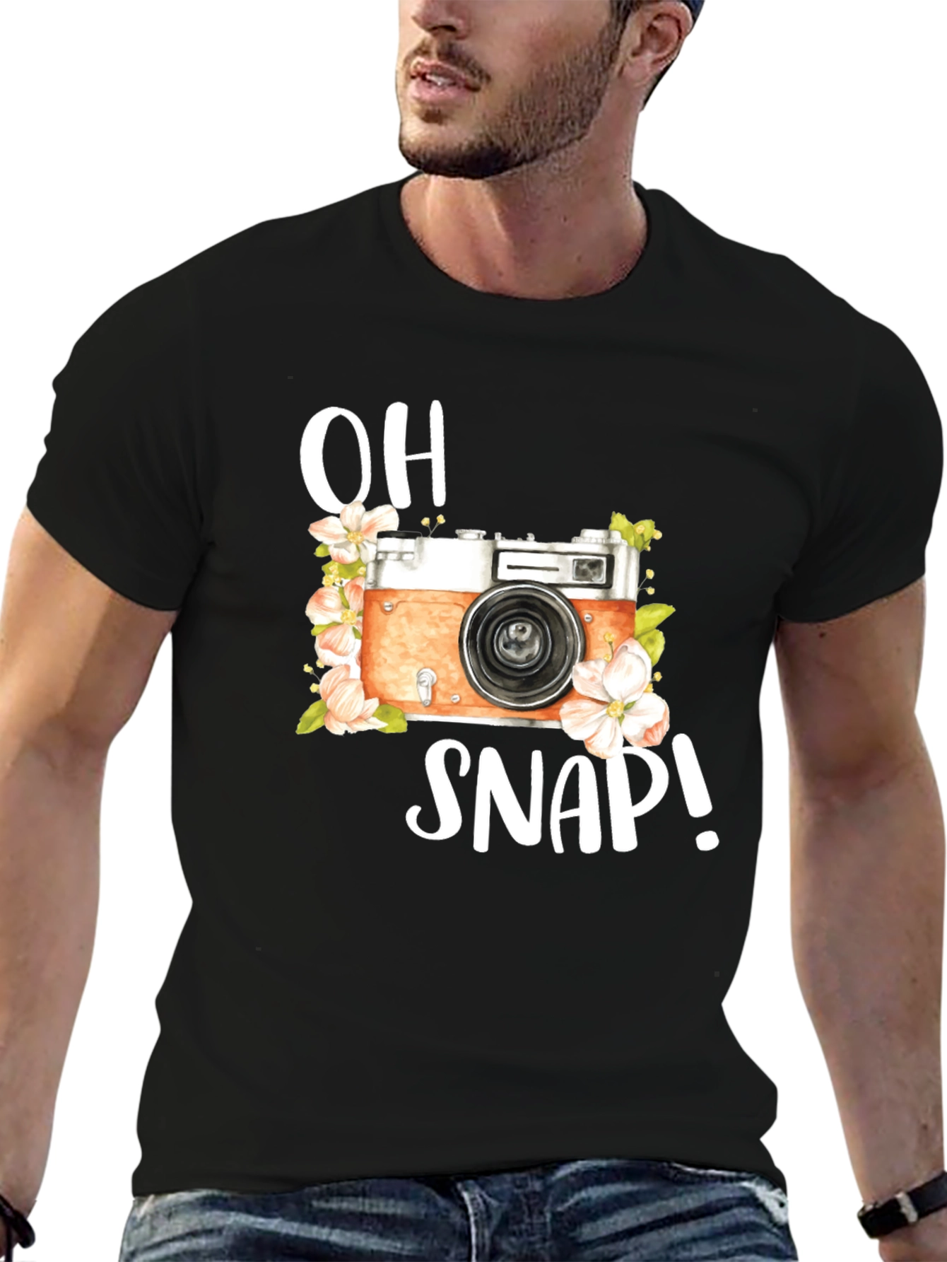 Black Retro Camera Graphic T-Shirt - Oh Snap! view 6