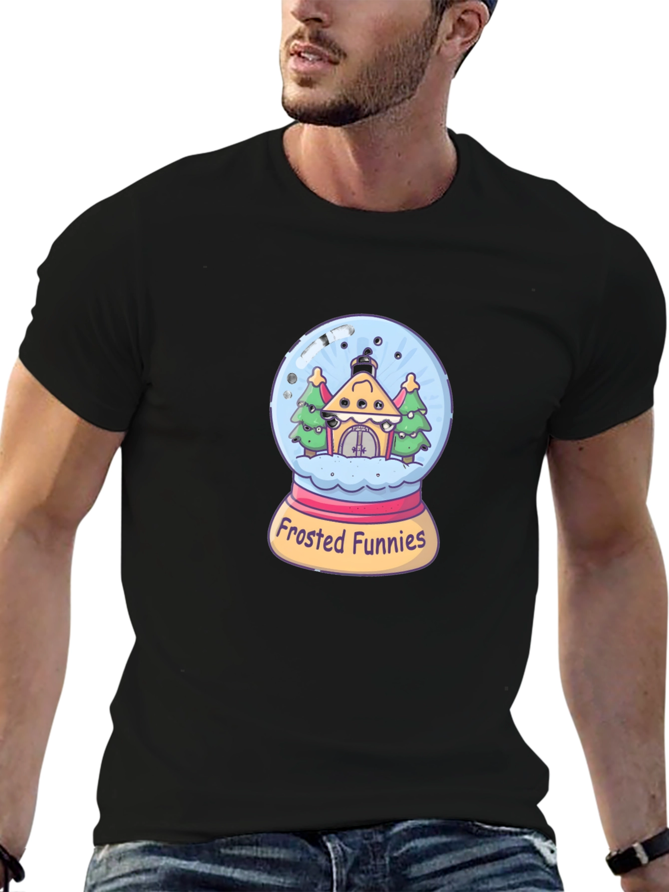 Black Frosted Funnies Graphic Tee - Quirky Black T-Shirt view 6