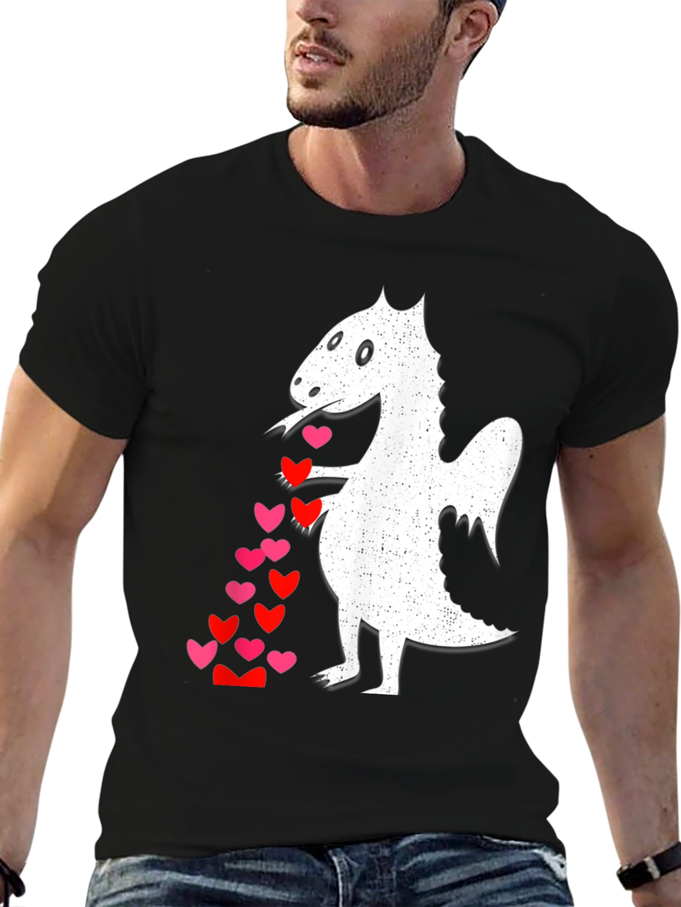 Black Dragon Love T-Shirt - Whimsical Heart Design view 6