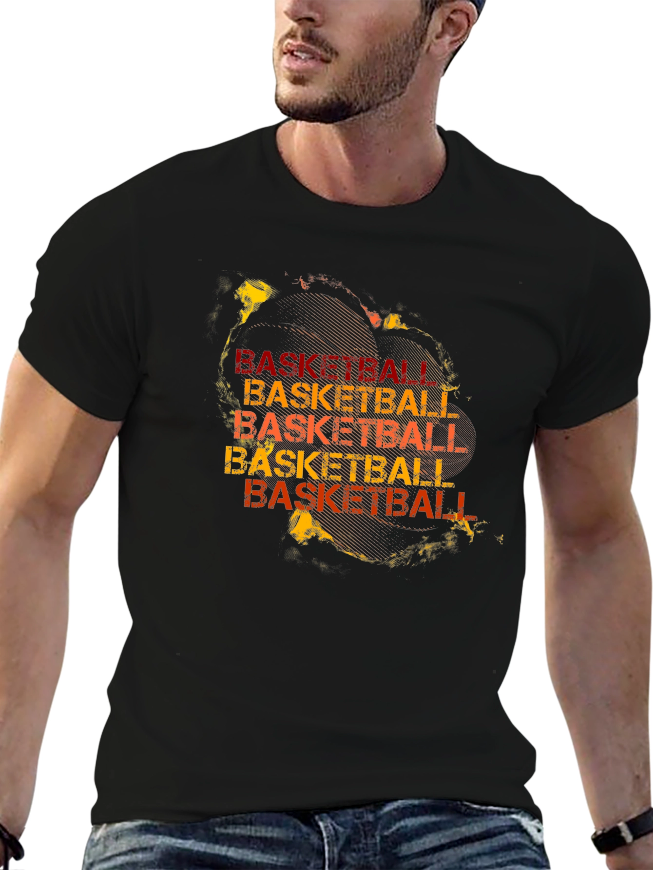 Black Basketball Graphic Print T-Shirt view 6