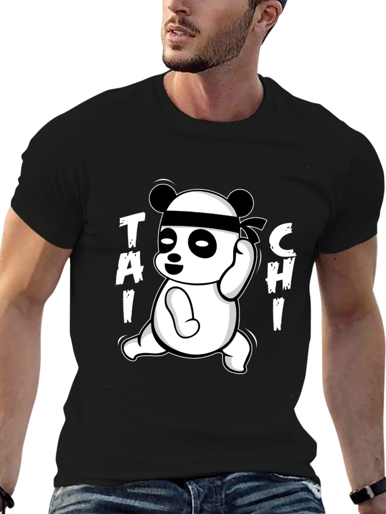 Black Tai Chi Panda Black T-Shirt view 6