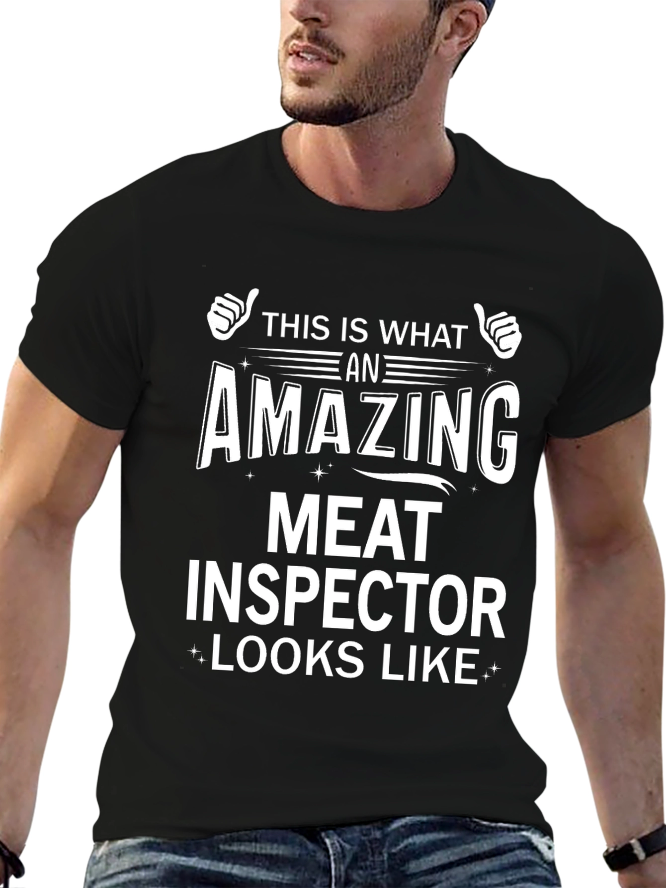 Black Amazing Meat Inspector T-Shirt - Funny Job Pride Tee view 6