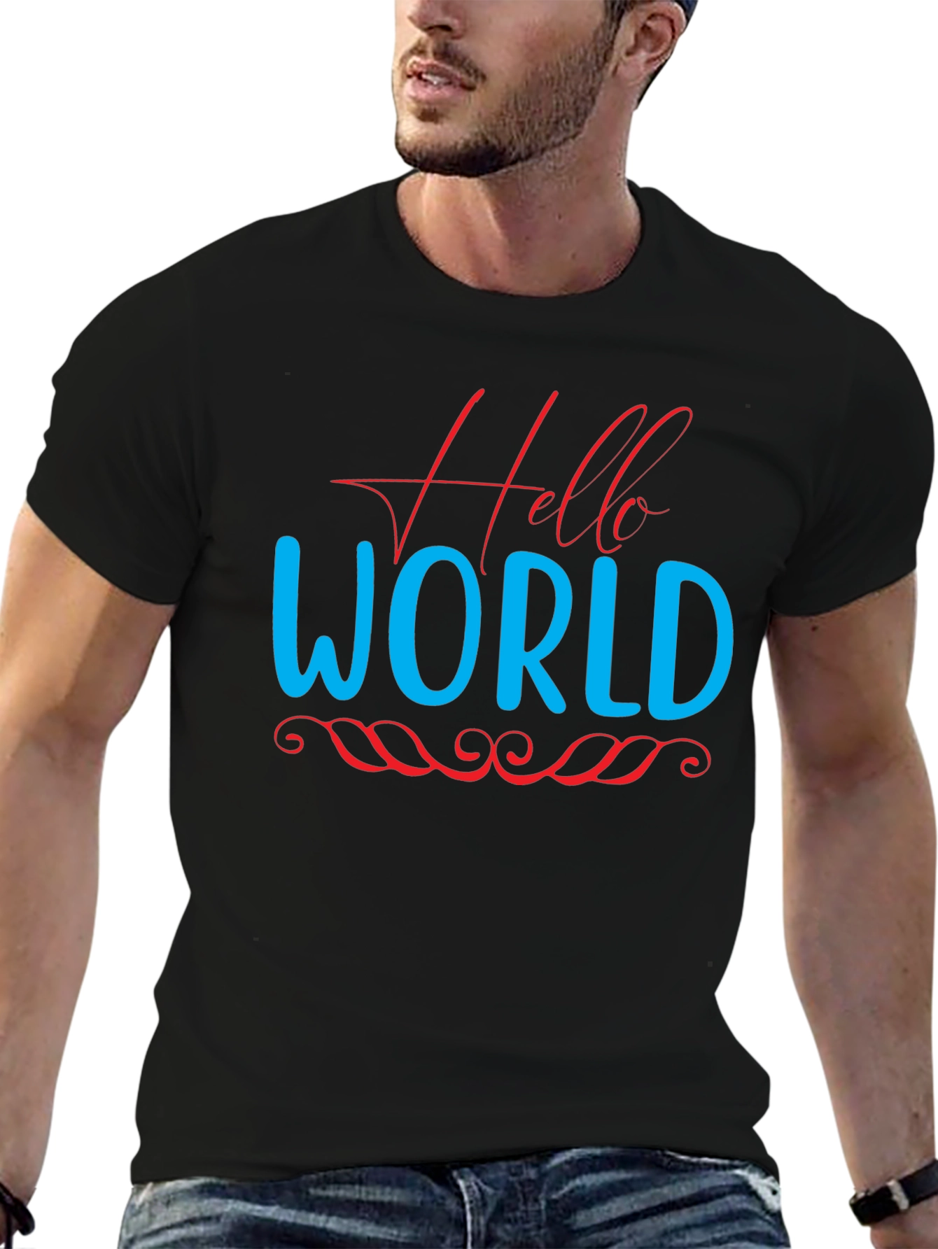 Black Hello World Graphic Tee - Black view 6