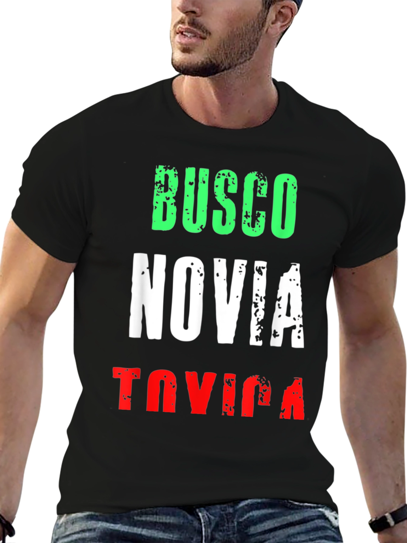 Black Funny "Busco Novia" T-Shirt - Novelty Bachelor Tee view 6