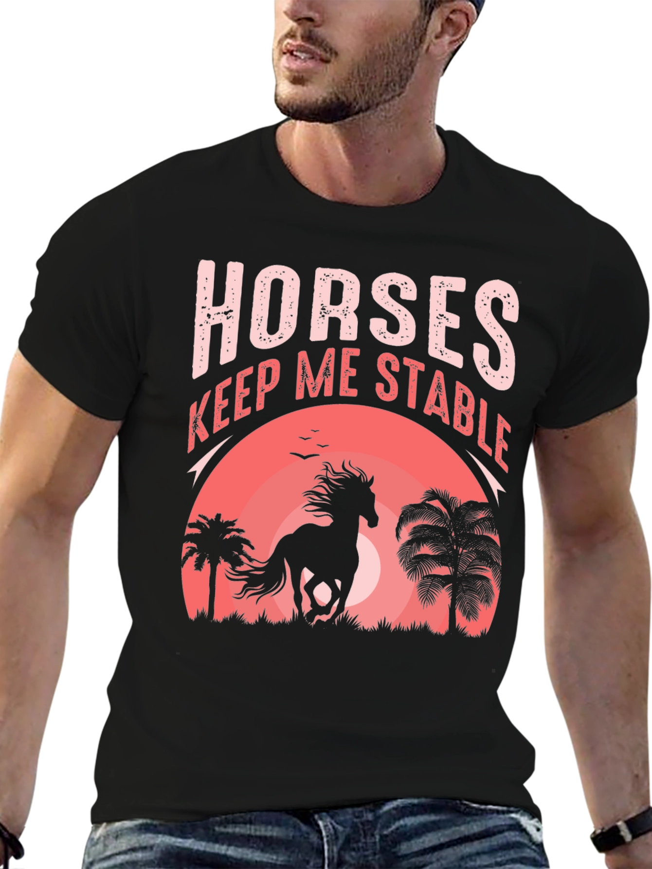 Black Horses Keep Me Stable Graphic Tee view 6