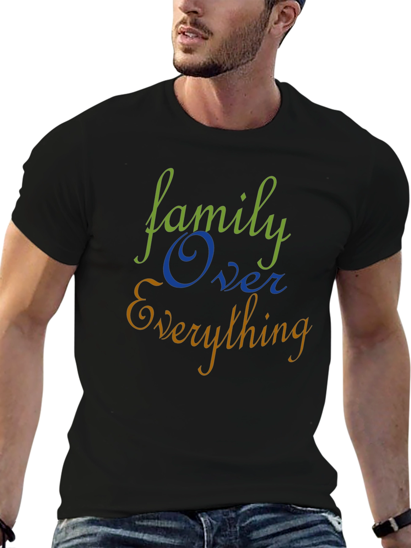 Black Family Over Everything Graphic Tee - Black Cotton Blend view 6