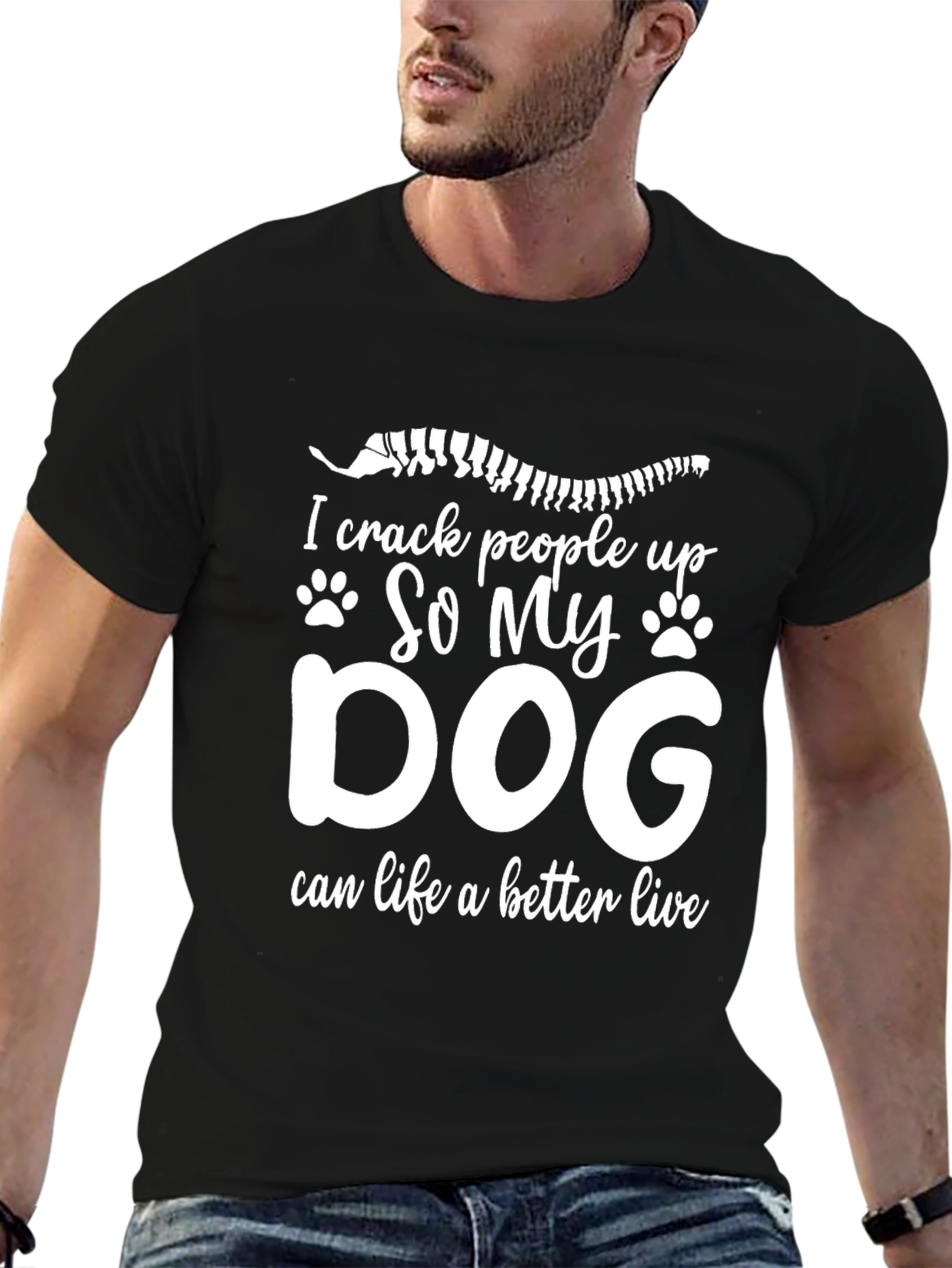 Black I Crack People Up Dog T-Shirt Funny Chiropractic Tee view 6