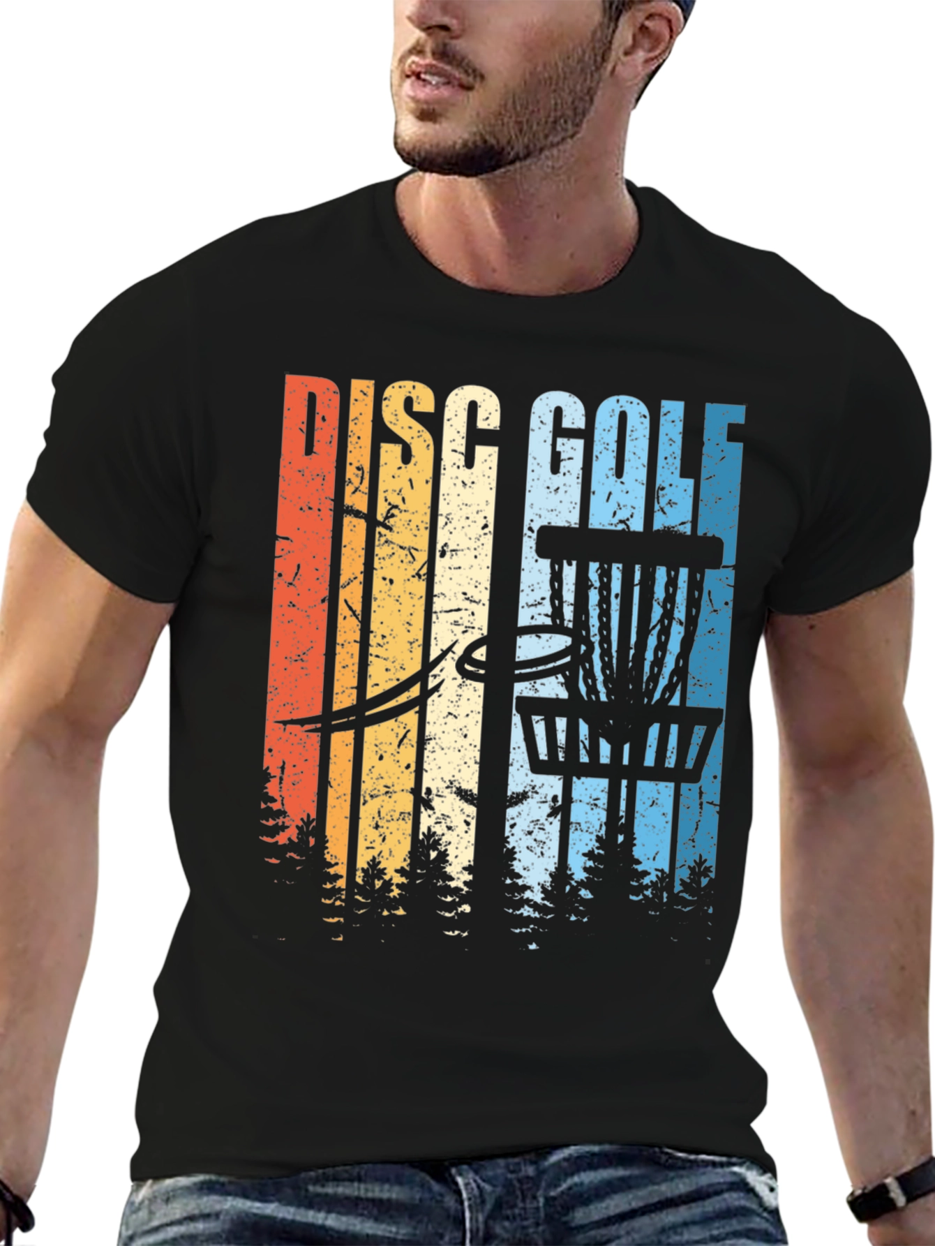 Black Retro Disc Golf T-Shirt view 6