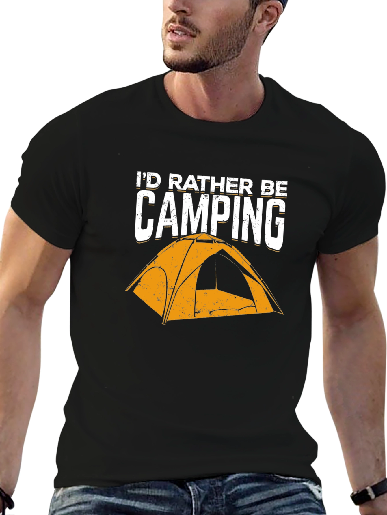 Black I'd Rather Be Camping Graphic T-Shirt view 6