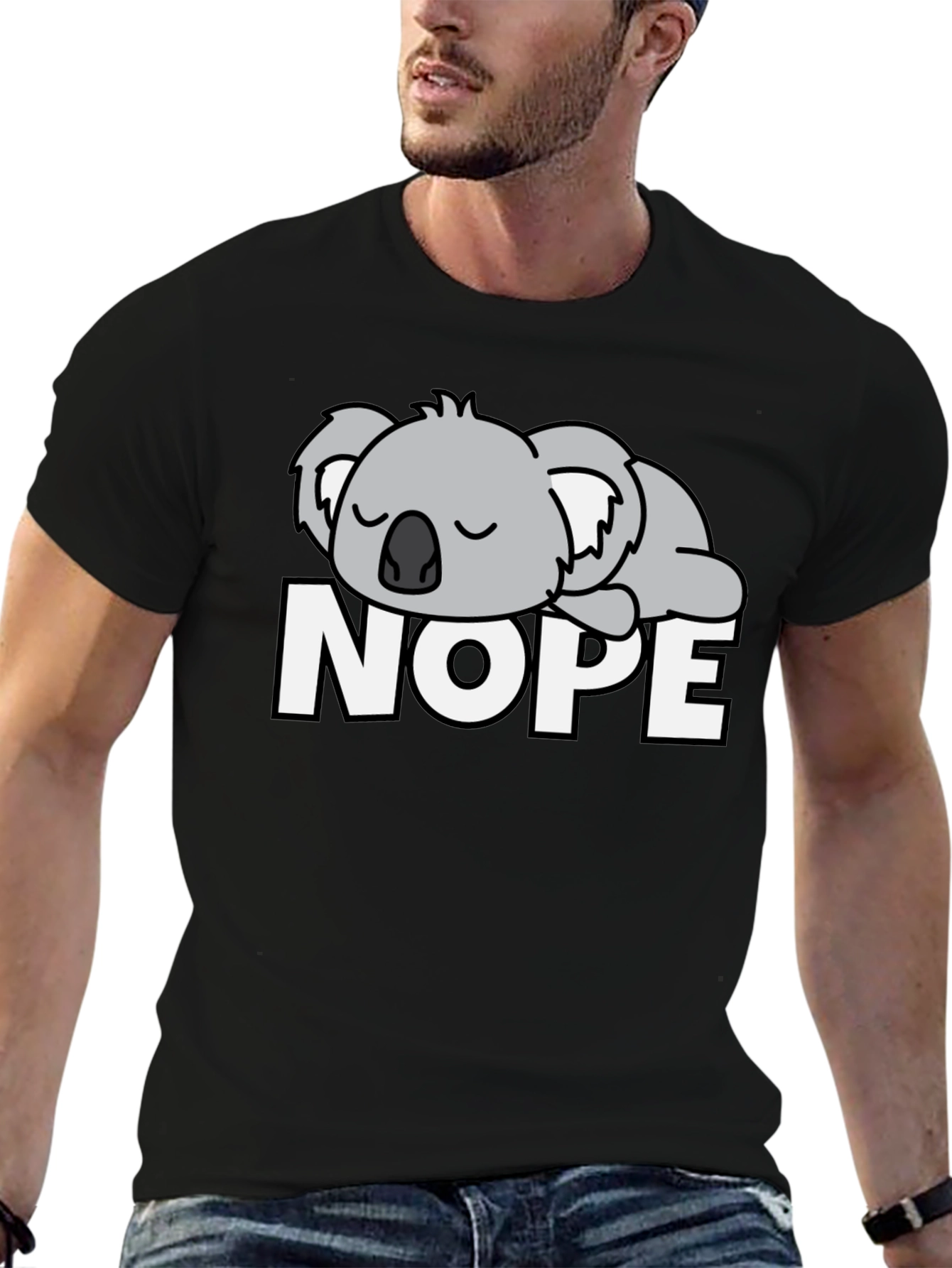 Black Nope Koala Graphic T-Shirt - Funny Lazy Day Tee view 6