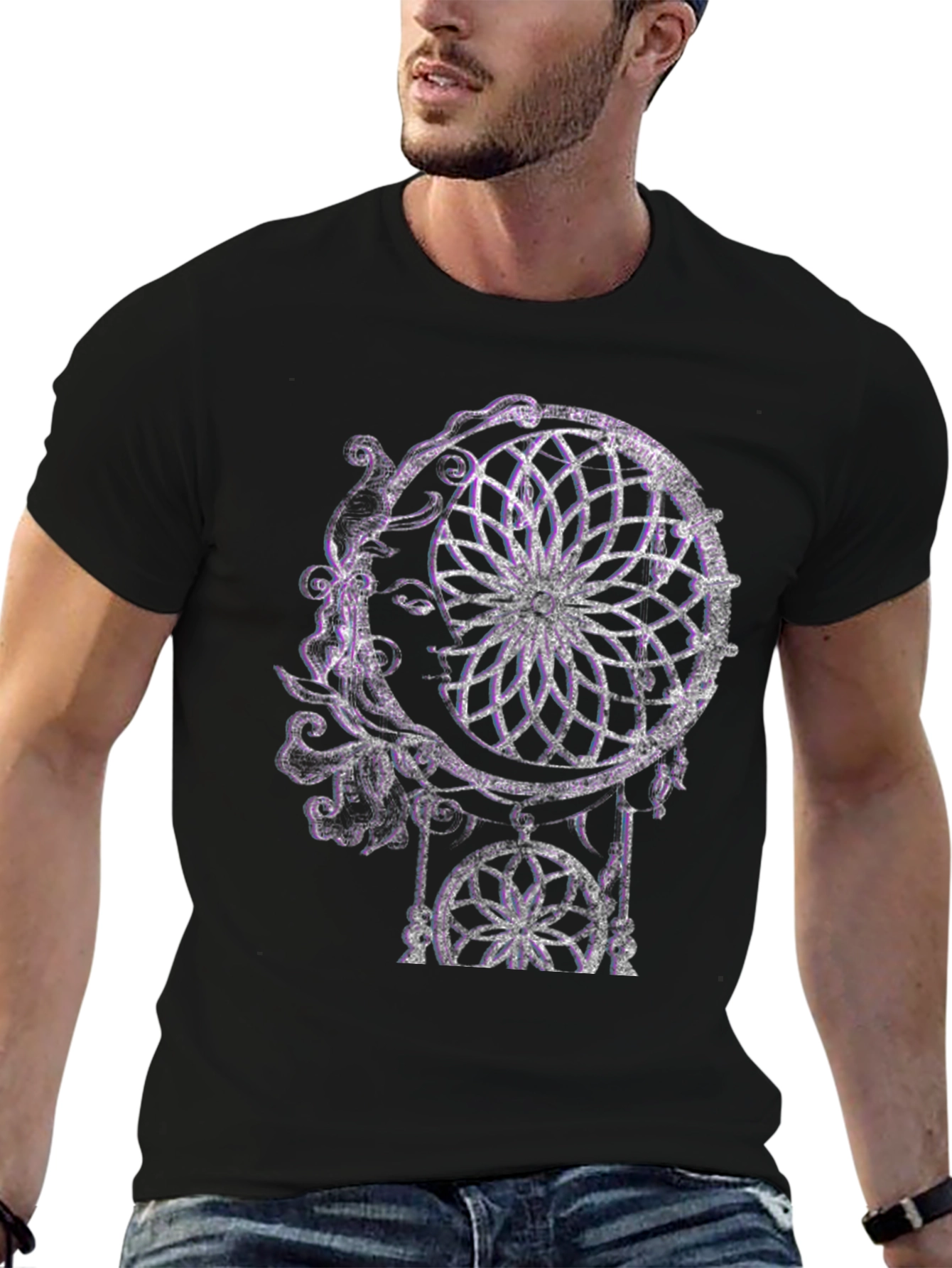 Black Dreamcatcher Graphic Tee - Black Cotton Blend view 6