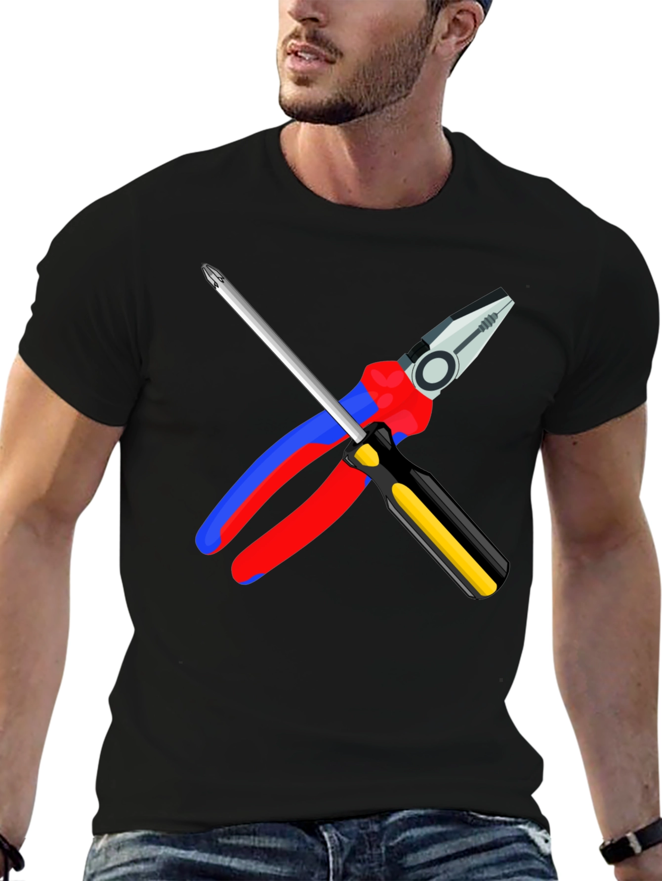 Electrician's Tool T-Shirt: Pliers & Screwdriver Graphic - 6