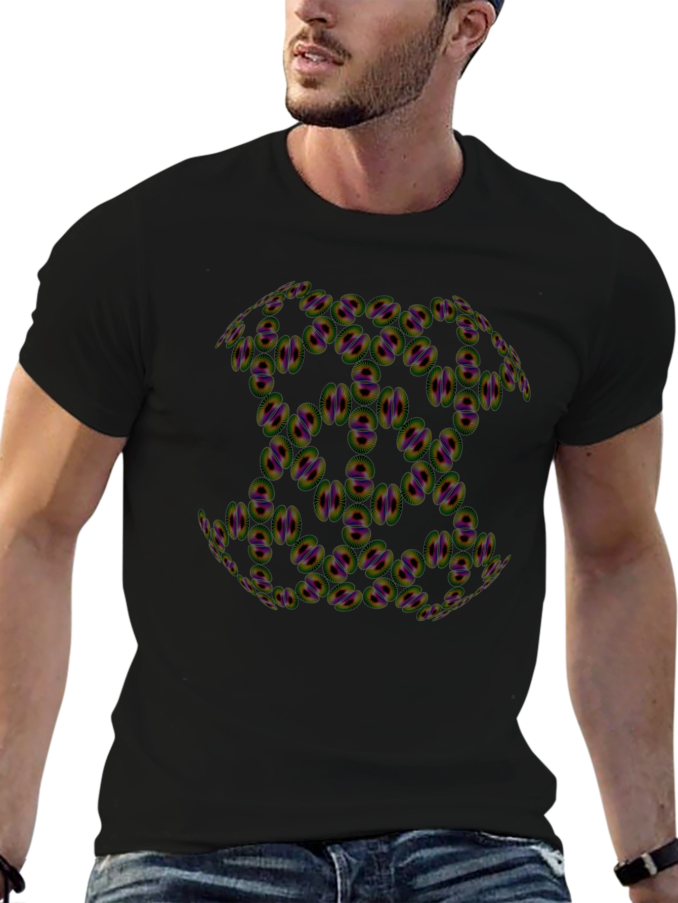 Black Abstract Pattern Black T-Shirt view 6