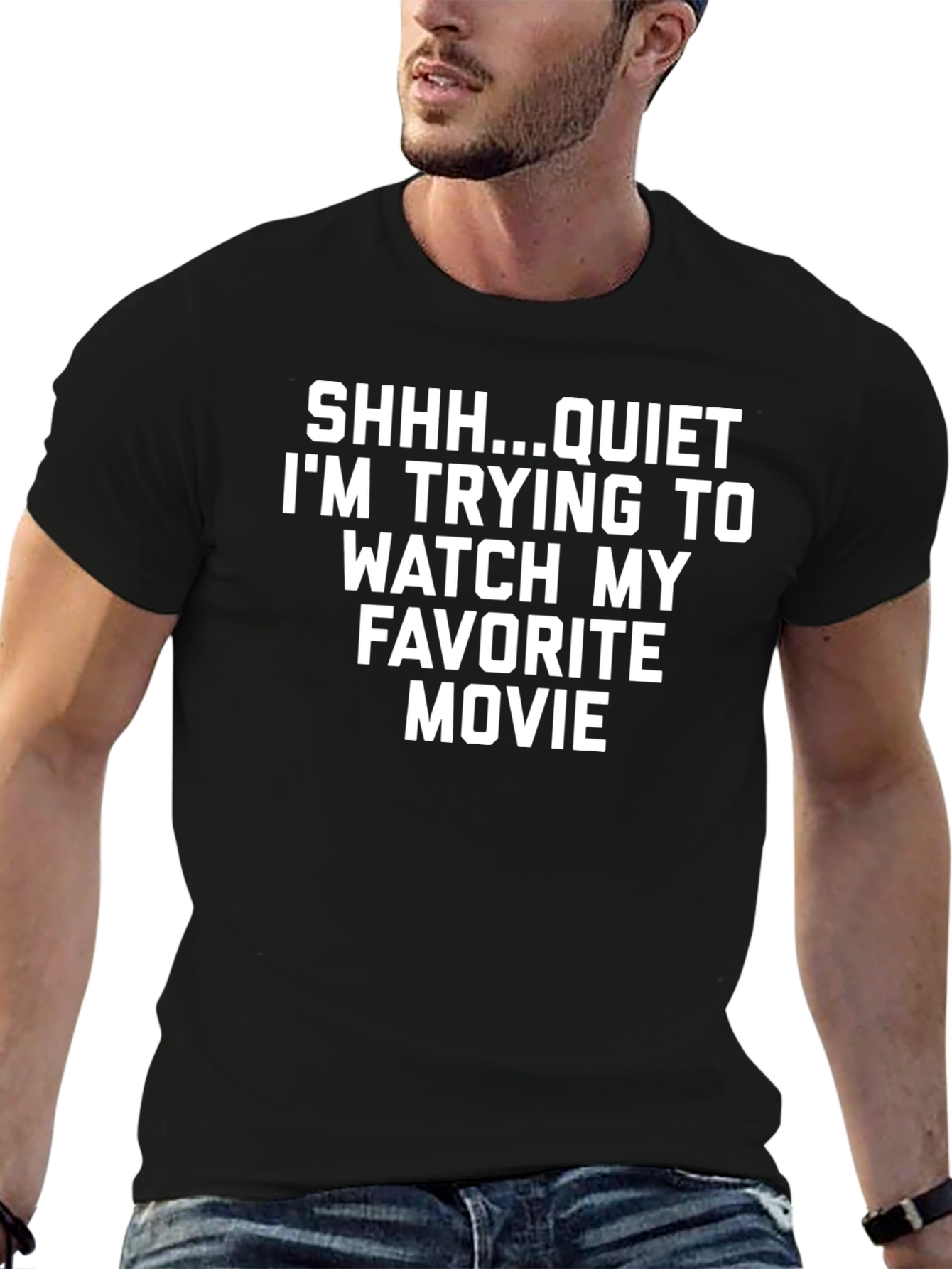 Black Movie Lover T-Shirt: Shhh...Quiet! view 6