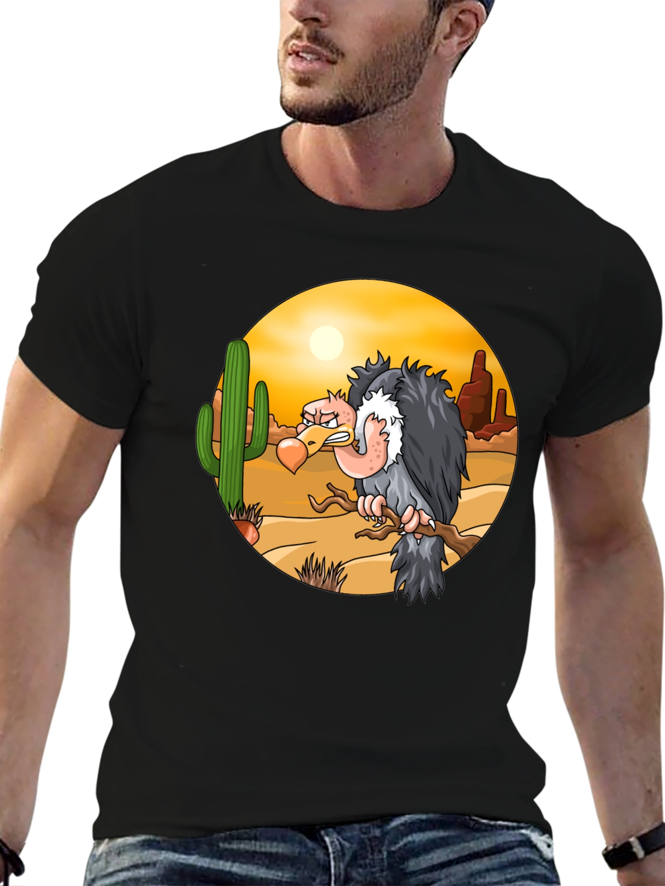 Black Desert Vulture Graphic T-Shirt view 6