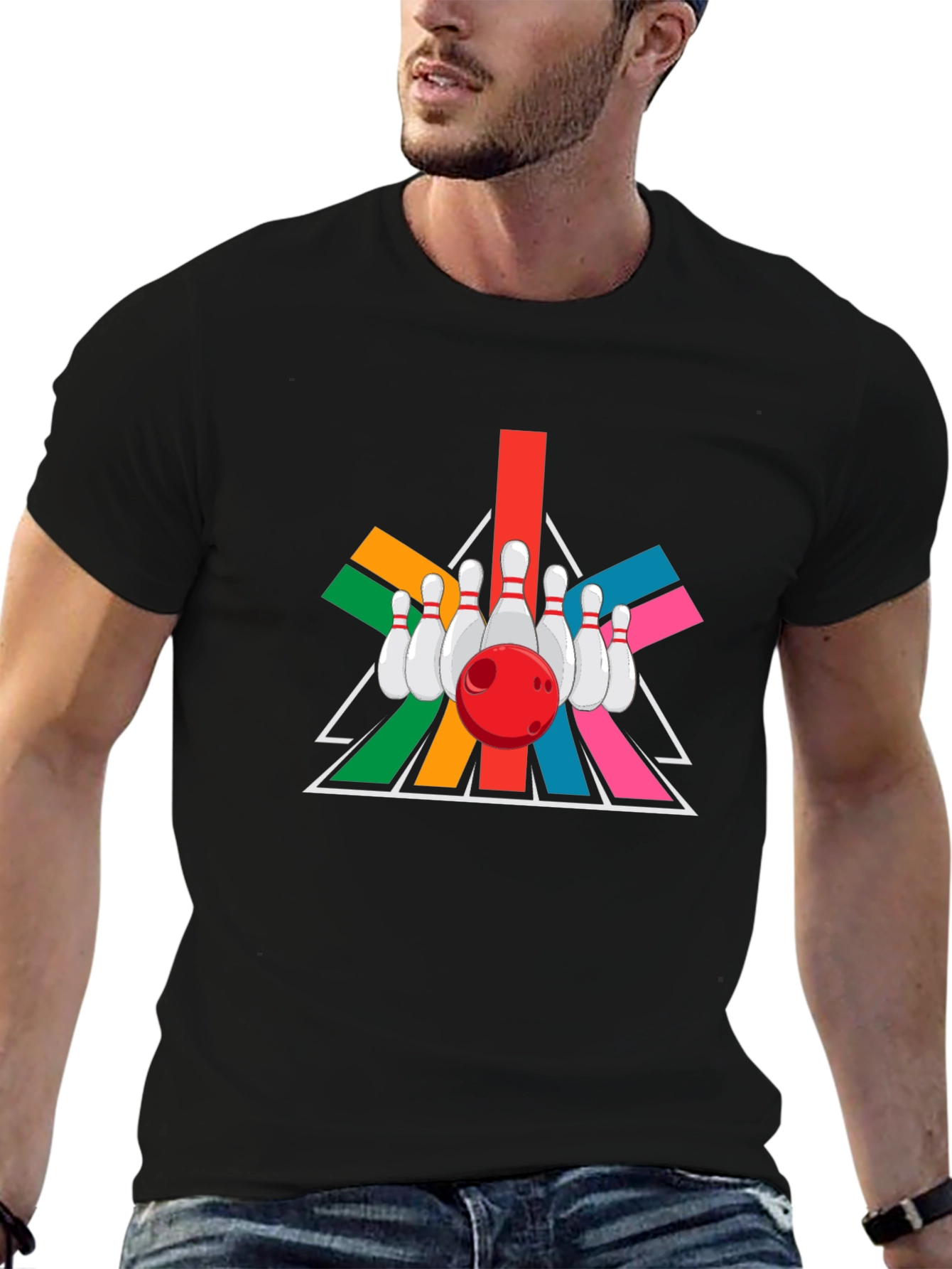 Black Retro Bowling Strike T-Shirt view 6