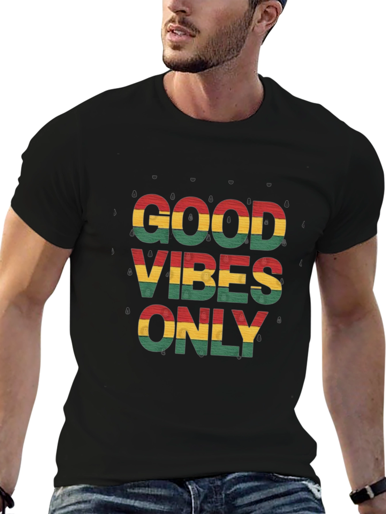 Black Good Vibes Only Graphic Tee - Reggae Inspired Style view 6