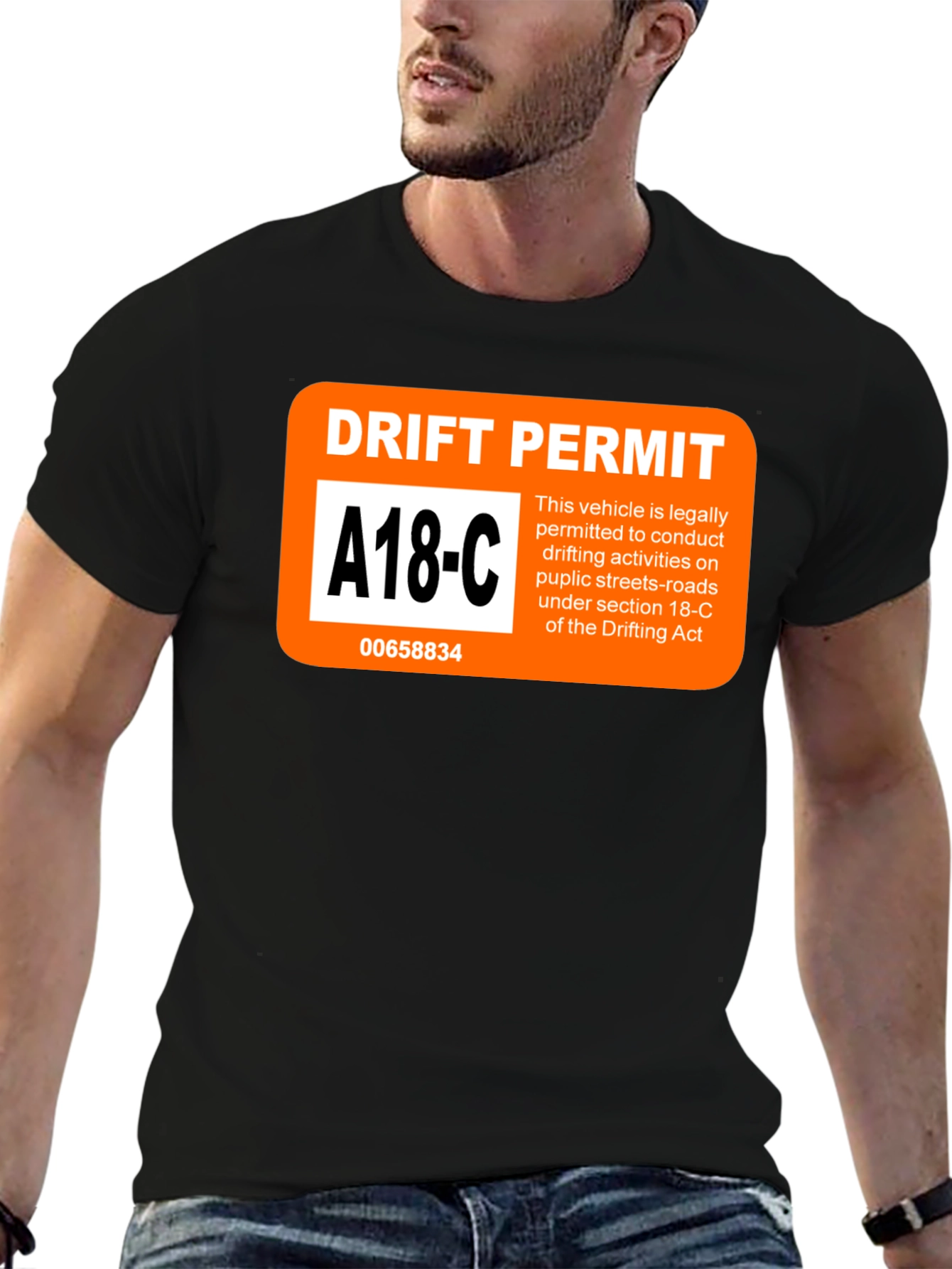Black Drift Permit T-Shirt - Funny Car Enthusiast Tee view 6
