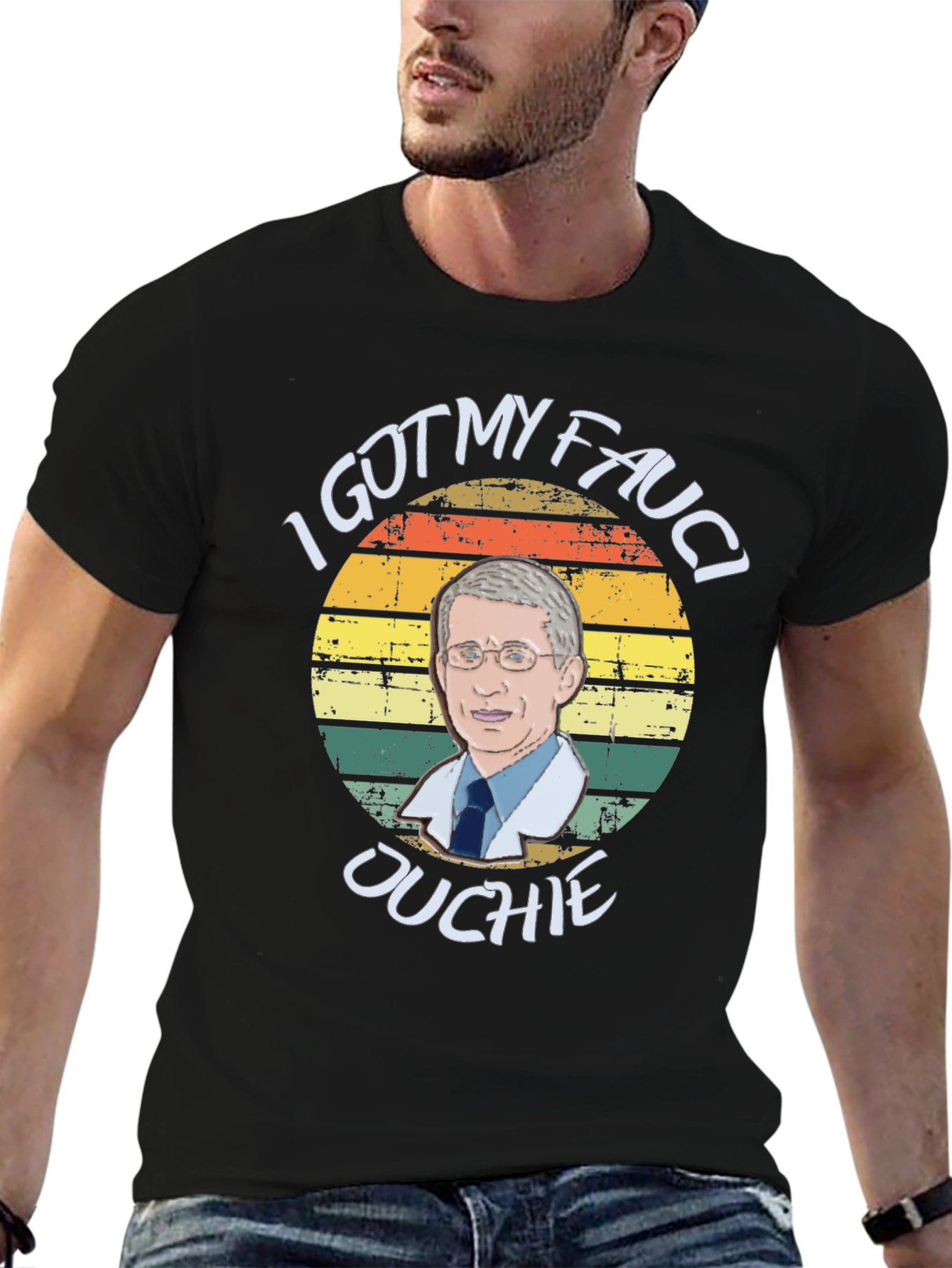 Black I Got My Fauci Ouchie T-Shirt view 6