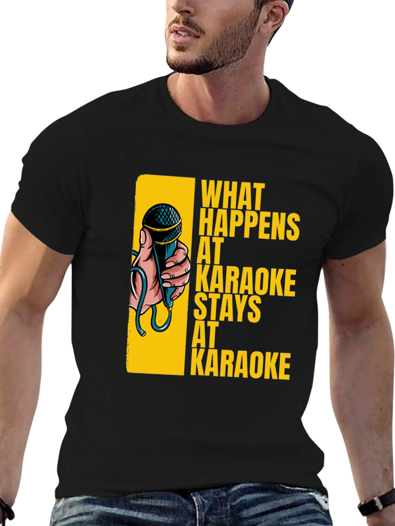Black Karaoke T-Shirt: What Happens at Karaoke Stays at Karaoke view 6