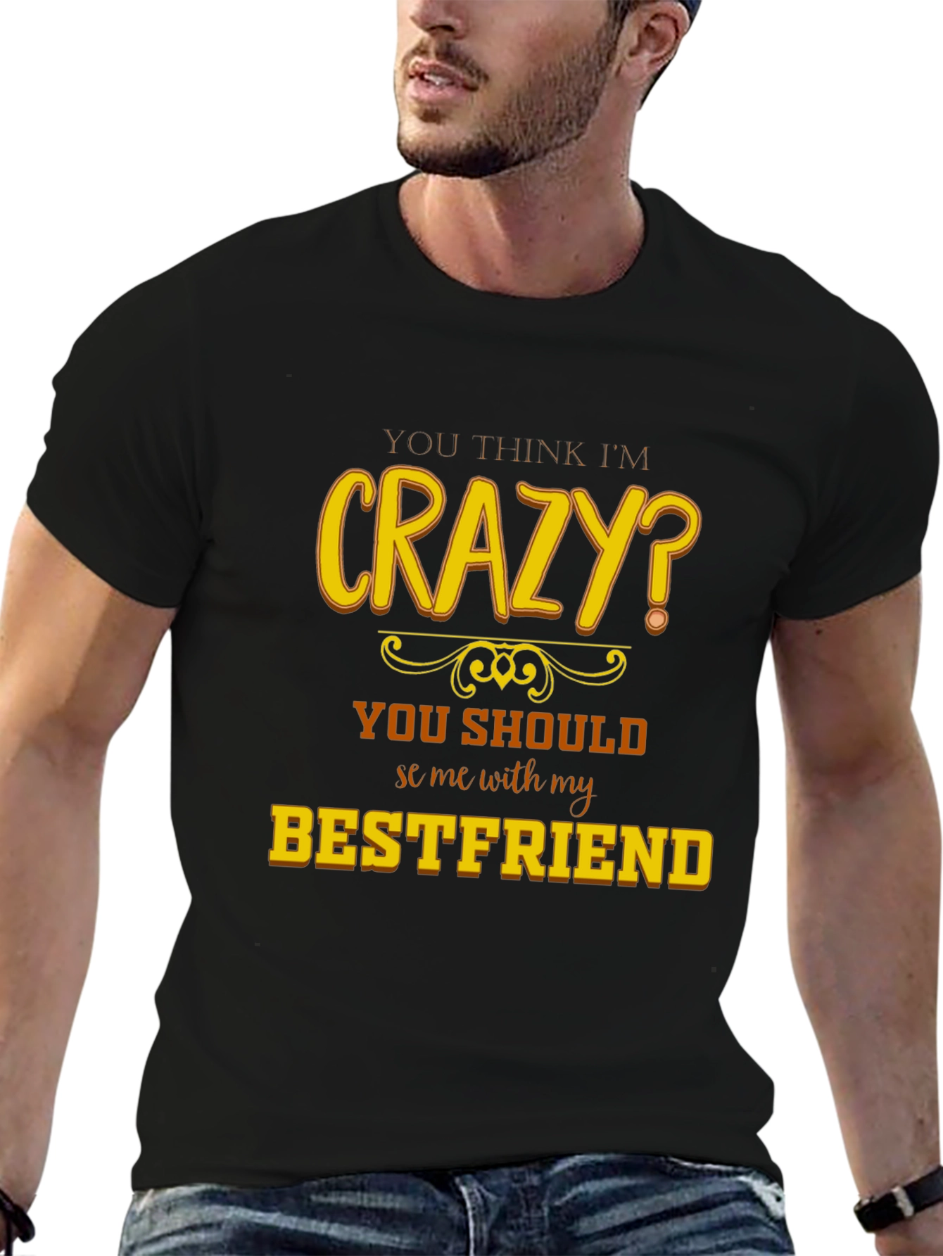 Black Crazy Bestfriend T-Shirt - Funny Novelty Tee view 6