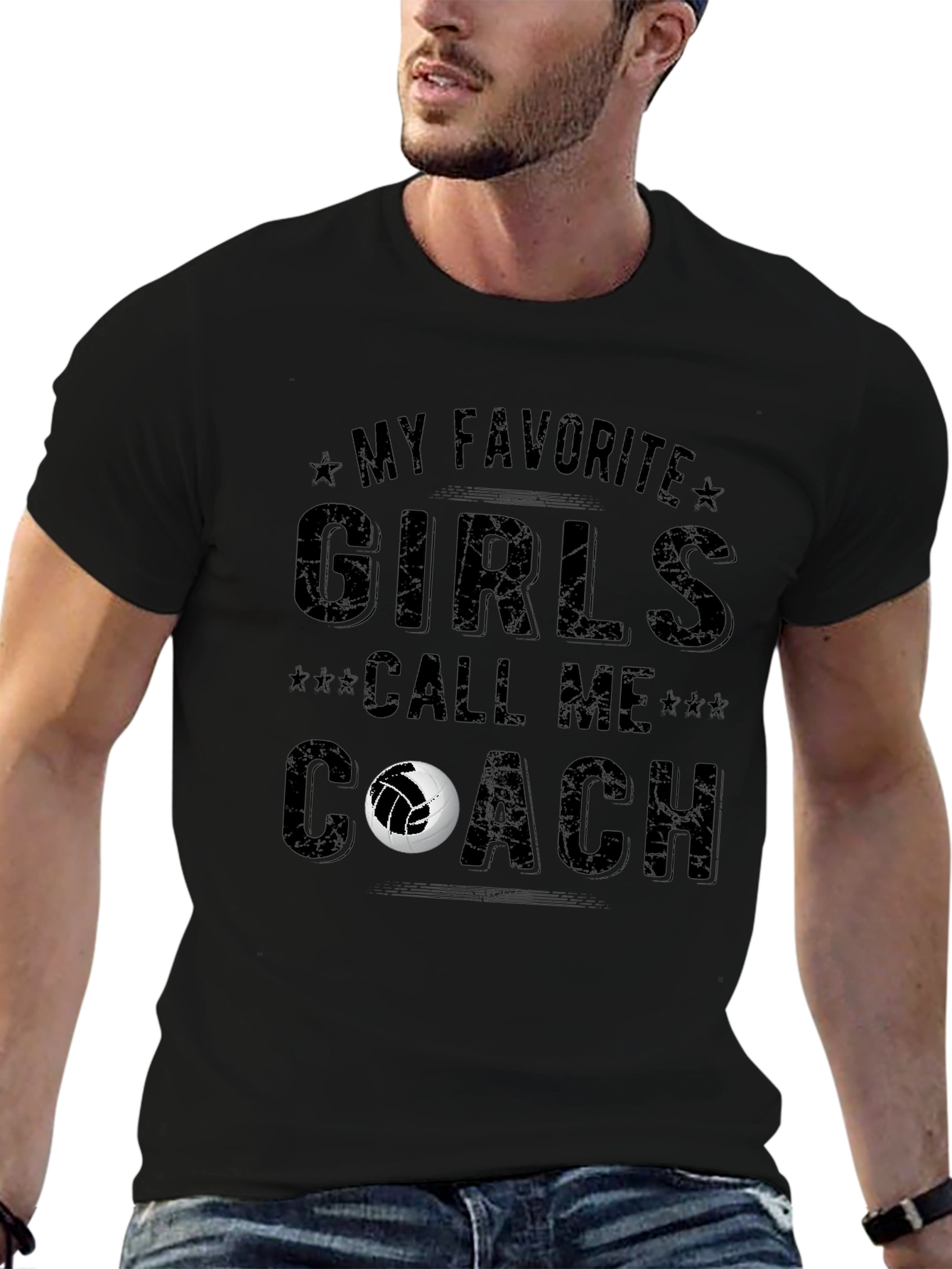 Black Volleyball Coach T-Shirt - My Favorite Girls view 6