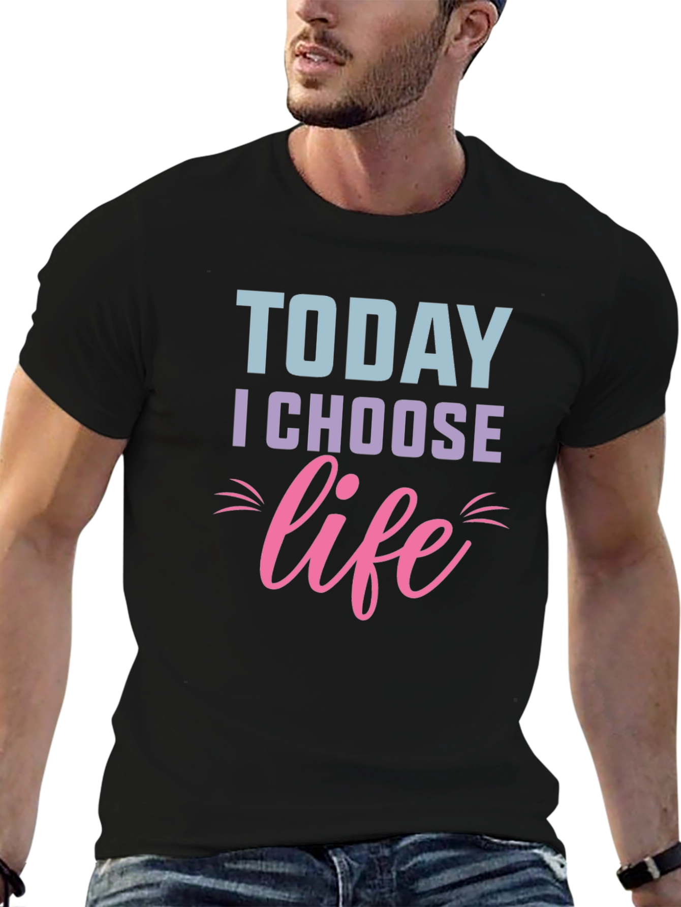 Black Today I Choose Life T-Shirt - Motivational Graphic Tee view 6