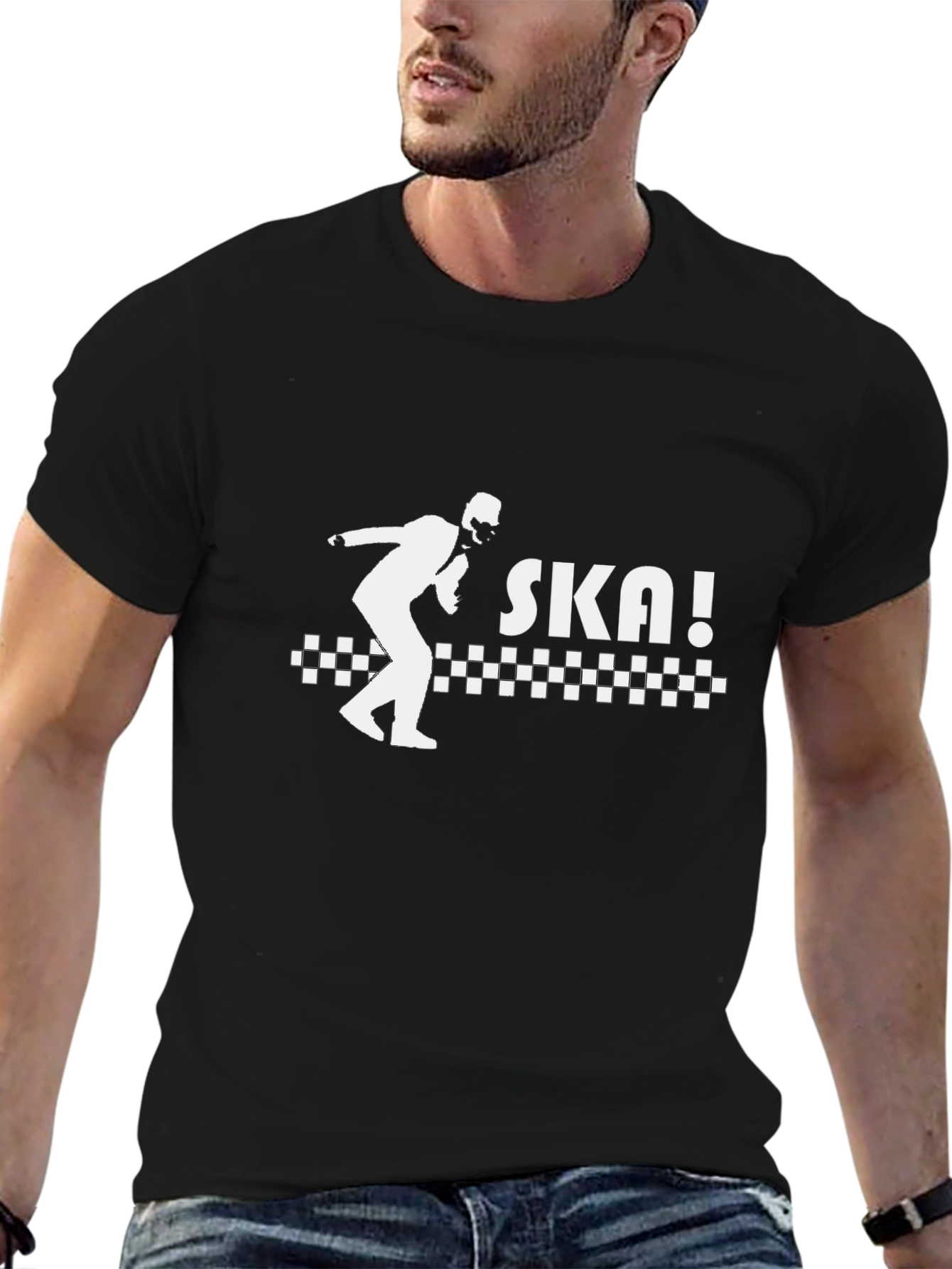 Black Ska Style Men's Black Graphic Tee view 6