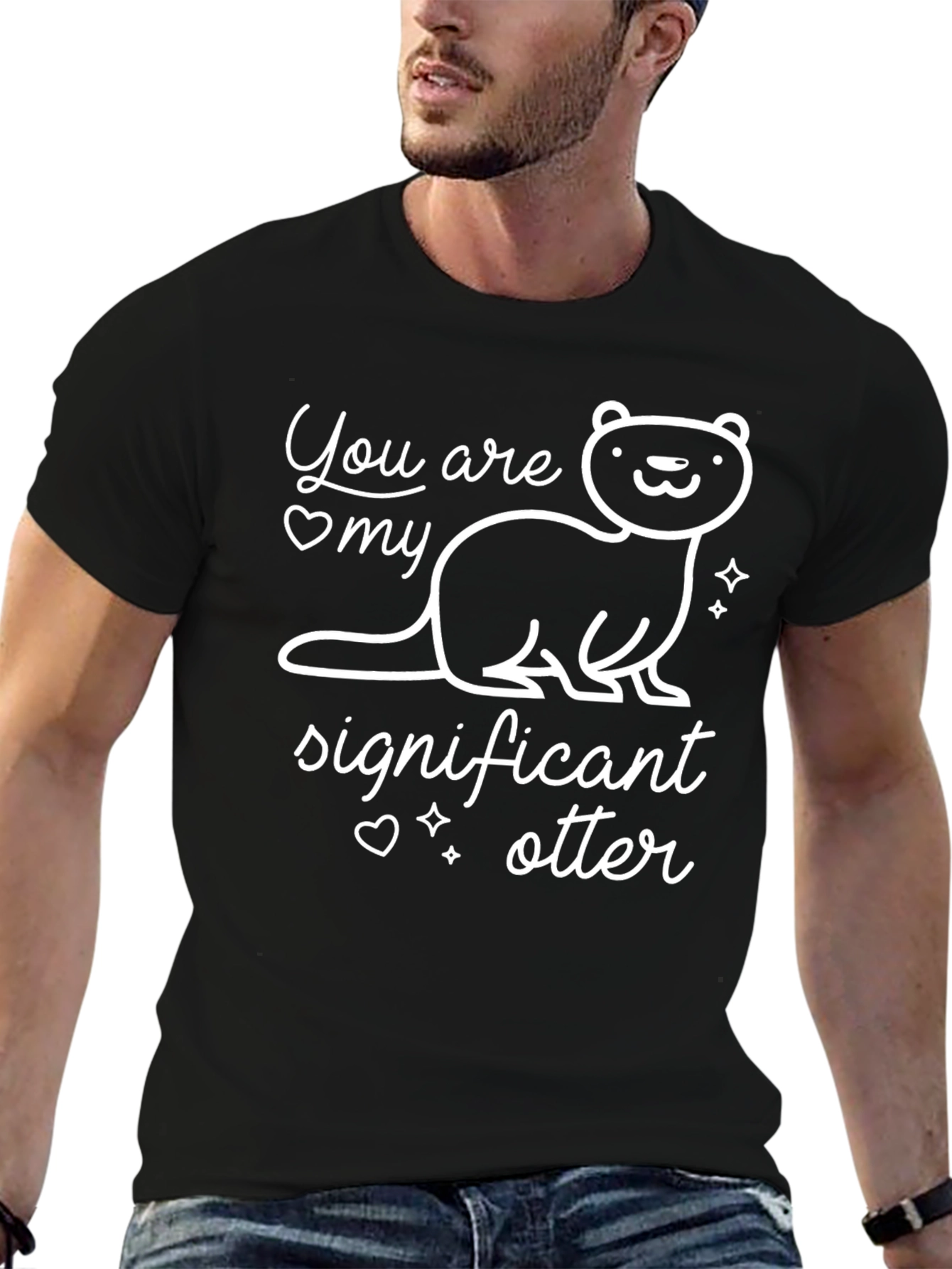 Black Significant Otter T-Shirt - Cute Animal Graphic Tee view 6