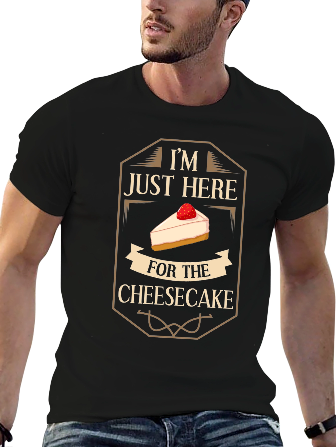 Black Cheesecake Lover T-Shirt - Funny Dessert Tee view 6