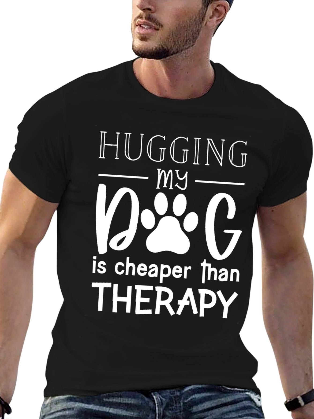 Black Hugging My Dog T-Shirt - Therapy Alternative! view 6